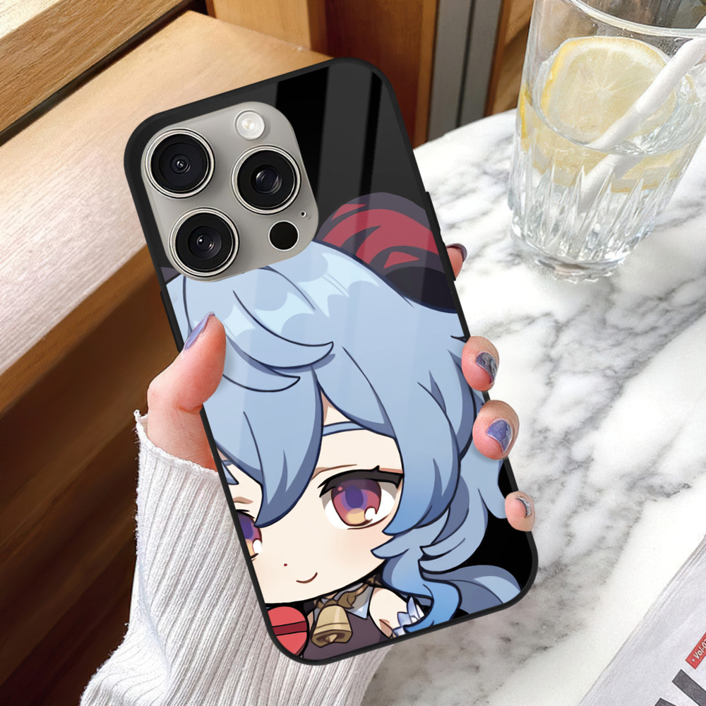 げんし神 甘雨 かんう genshin Ganyu 【iPhone15Pro対応】スマホケース 耐衝撃＆黄変防止 背面ガラス