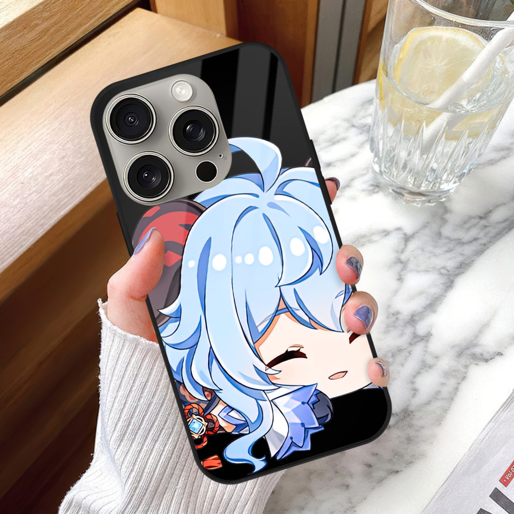 げんし神 甘雨 かんう genshin Ganyu 【iPhone15Pro対応】スマホケース 耐衝撃＆黄変防止 背面ガラス