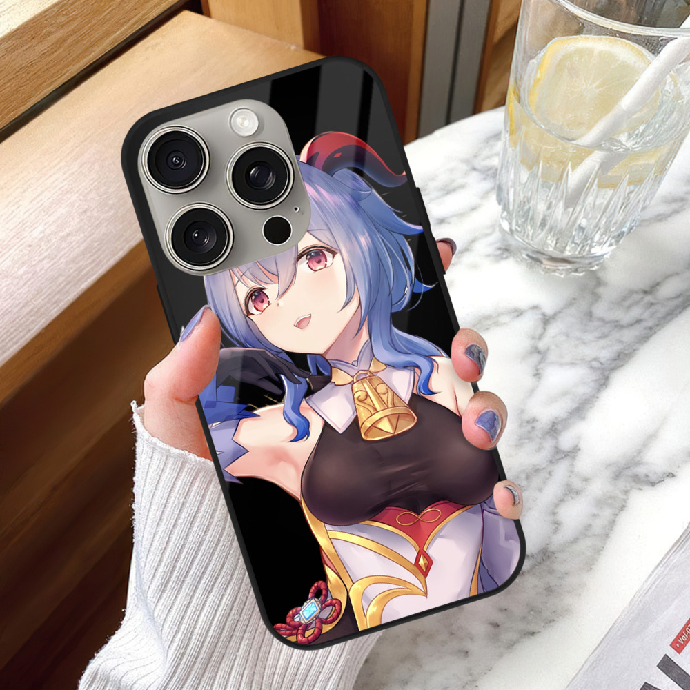 げんし神 甘雨 かんう genshin Ganyu 【iPhone15Pro対応】スマホケース 耐衝撃＆黄変防止 背面ガラス