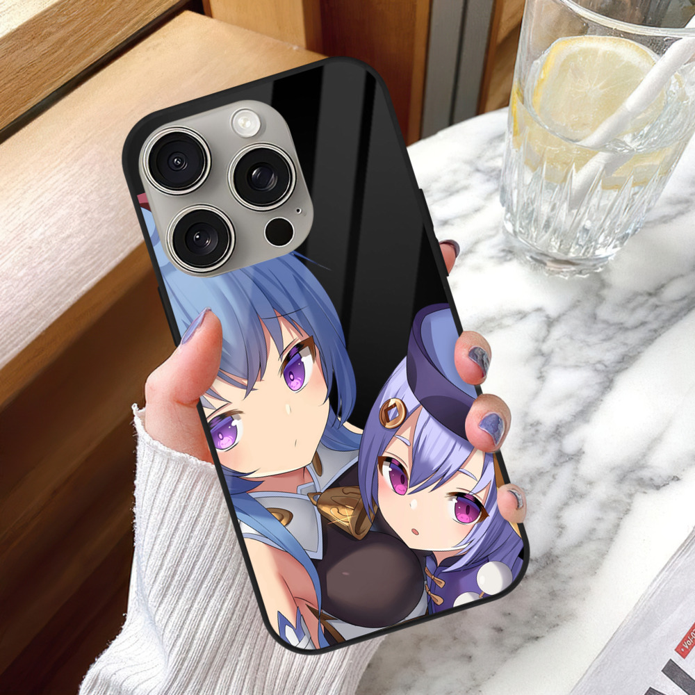 げんし神 甘雨 かんう genshin Ganyu 【iPhone15Pro対応】スマホケース 耐衝撃＆黄変防止 背面ガラス