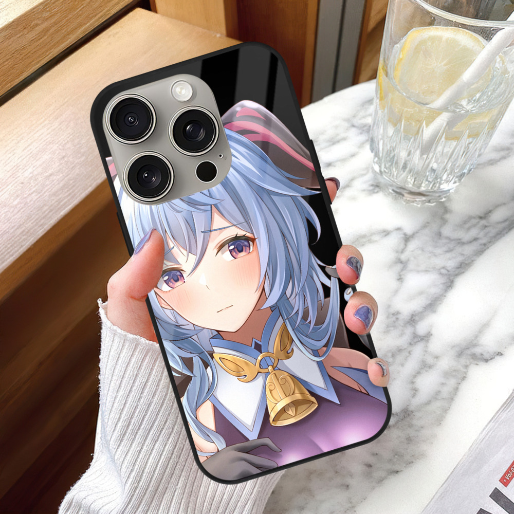 げんし神 甘雨 かんう genshin Ganyu 【iPhone15Pro対応】スマホケース 耐衝撃＆黄変防止 背面ガラス