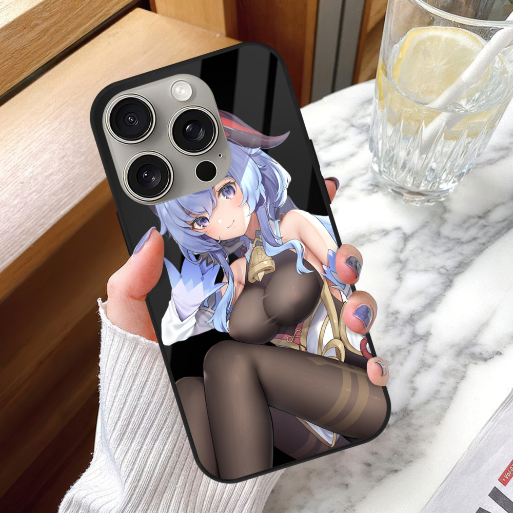 げんし神 甘雨 かんう genshin Ganyu 【iPhone15Pro対応】スマホケース 耐衝撃＆黄変防止 背面ガラス