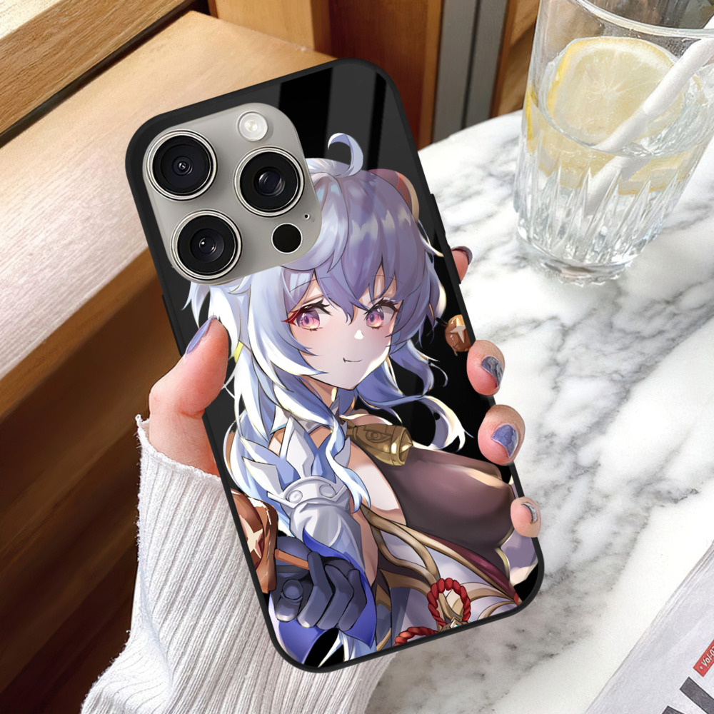 げんし神 甘雨 かんう genshin Ganyu 【iPhone15Pro対応】スマホケース 耐衝撃＆黄変防止 背面ガラス
