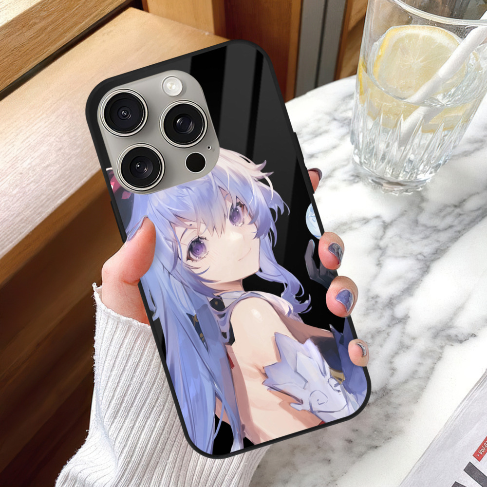 げんし神 甘雨 かんう genshin Ganyu 【iPhone15Pro対応】スマホケース 耐衝撃＆黄変防止 背面ガラス