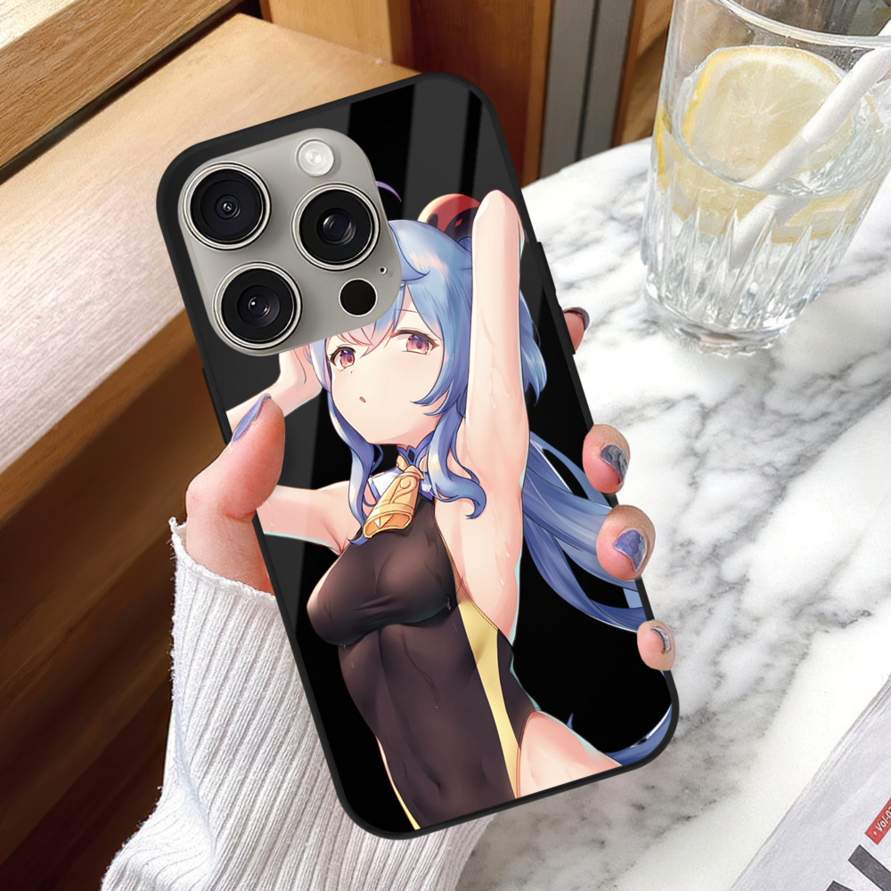 げんし神 甘雨 かんう genshin Ganyu 【iPhone15Pro対応】スマホケース 耐衝撃＆黄変防止 背面ガラス