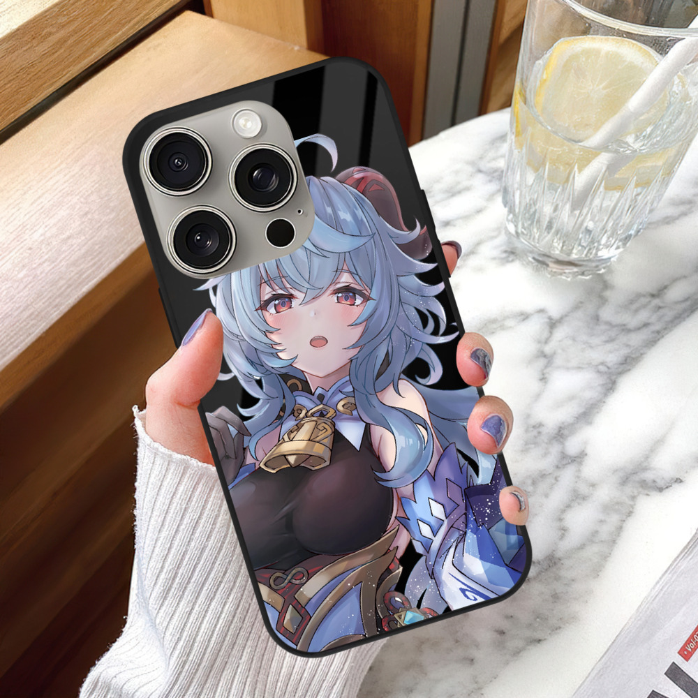 げんし神 甘雨 かんう genshin Ganyu 【iPhone15Pro対応】スマホケース 耐衝撃＆黄変防止 背面ガラス