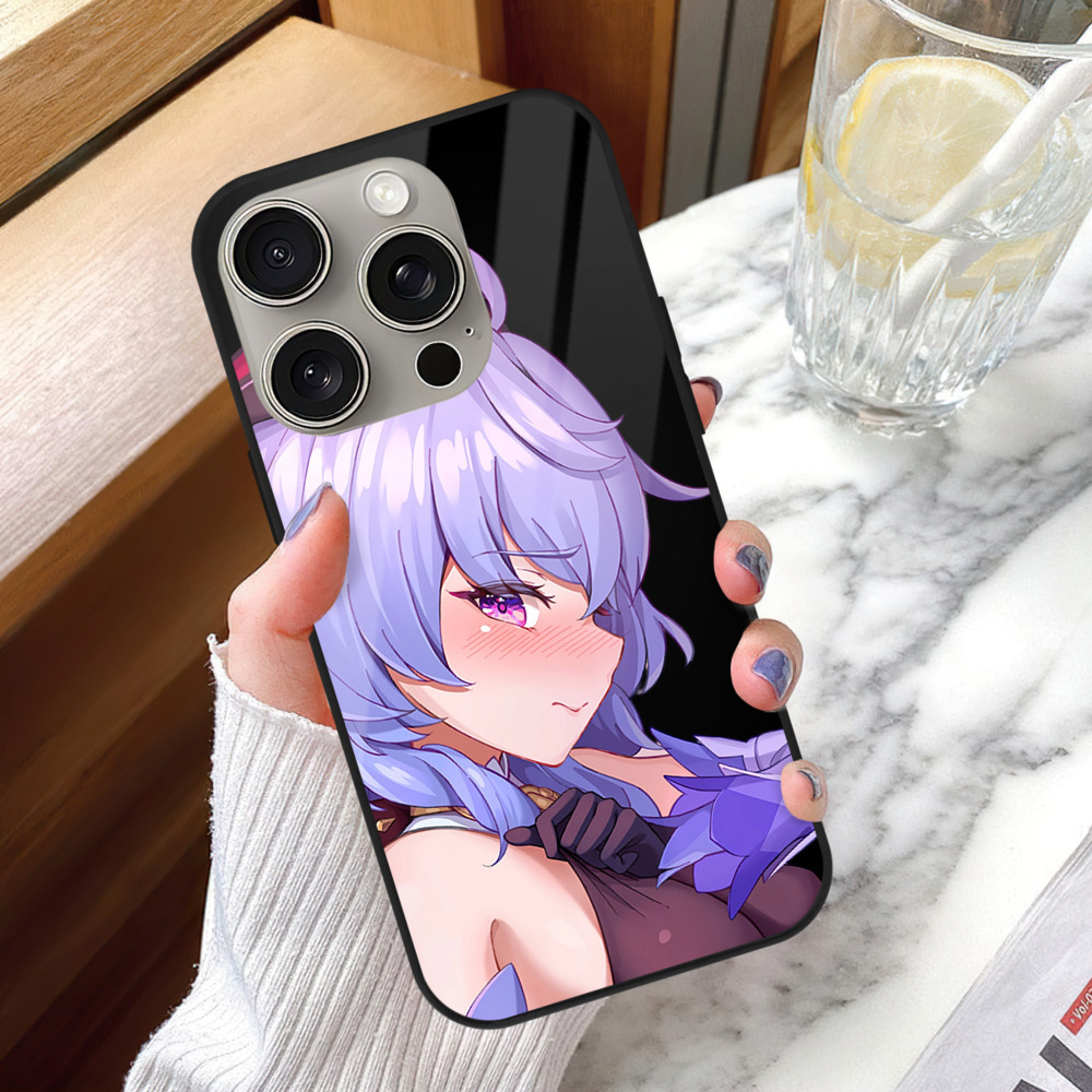 げんし神 甘雨 かんう genshin Ganyu 【iPhone15Pro対応】スマホケース 耐衝撃＆黄変防止 背面ガラス