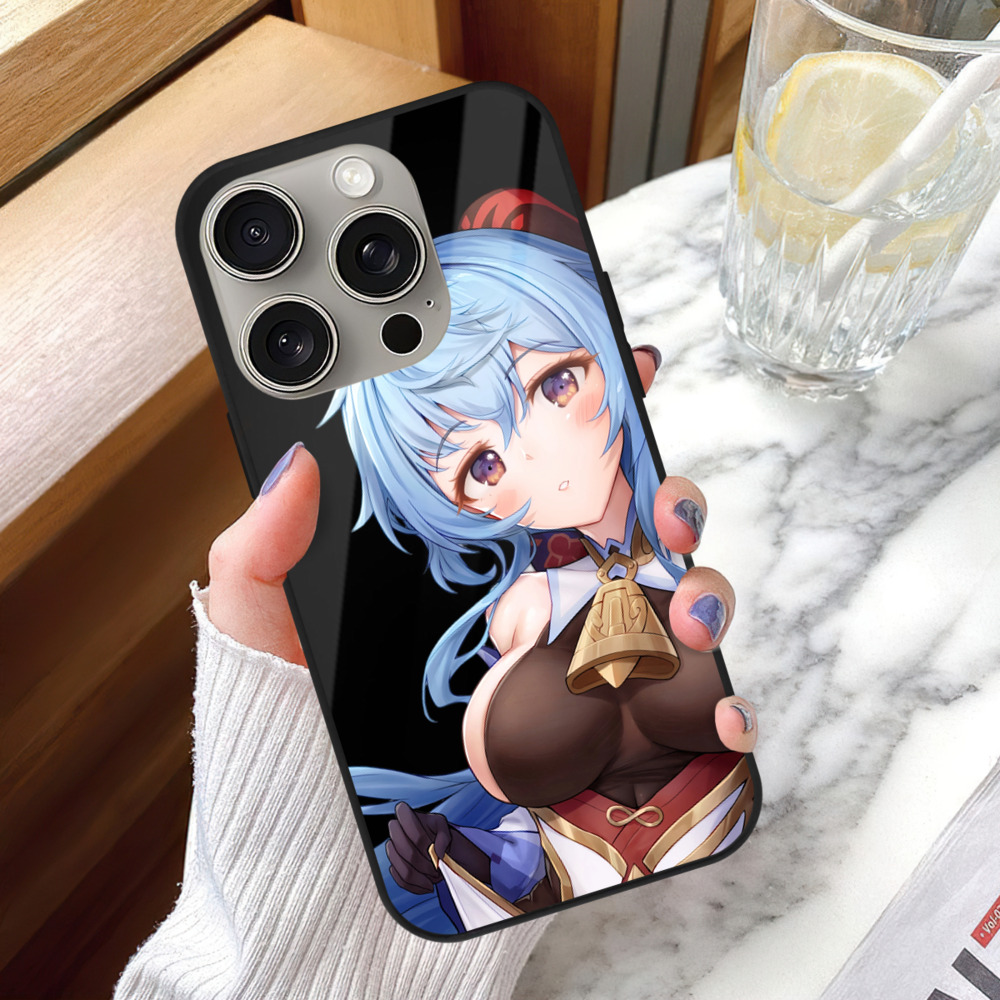 げんし神 甘雨 かんう genshin Ganyu 【iPhone15Pro対応】スマホケース 耐衝撃＆黄変防止 背面ガラス