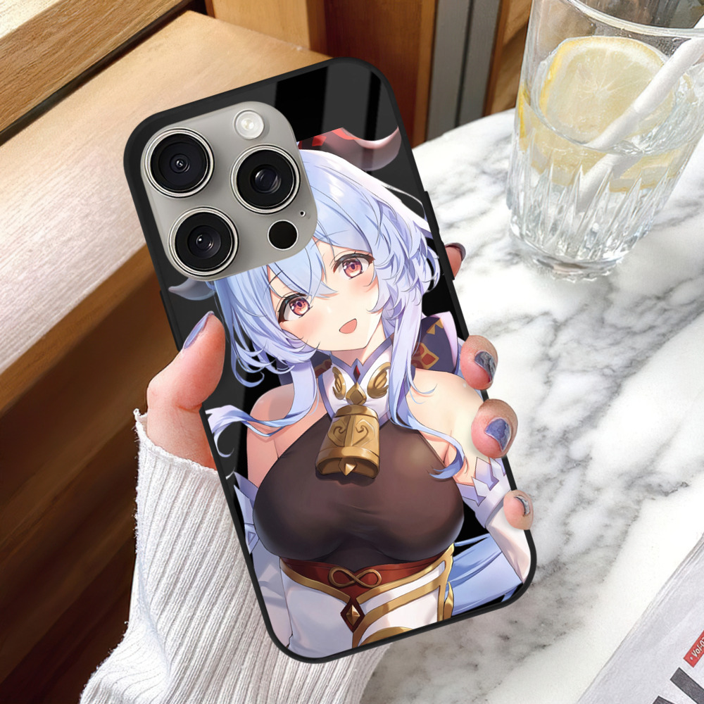 げんし神 甘雨 かんう genshin Ganyu 【iPhone15Pro対応】スマホケース 耐衝撃＆黄変防止 背面ガラス