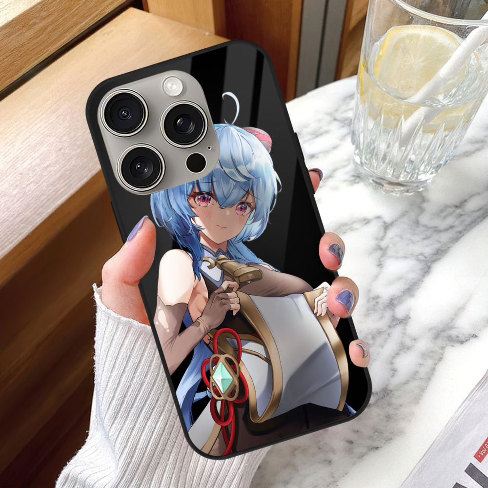 げんし神 甘雨 かんう genshin Ganyu 【iPhone15Pro対応】スマホケース 耐衝撃＆黄変防止 背面ガラス