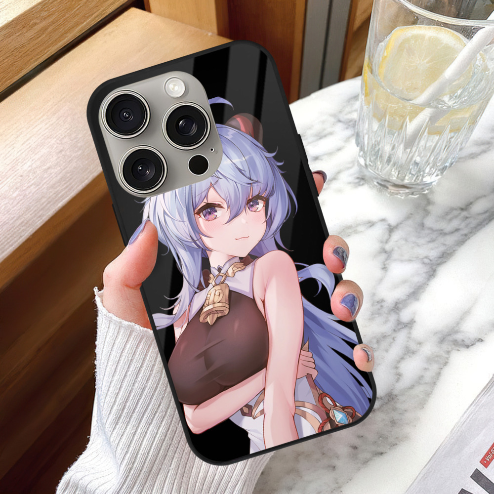 げんし神 甘雨 かんう genshin Ganyu 【iPhone15Pro対応】スマホケース 耐衝撃＆黄変防止 背面ガラス