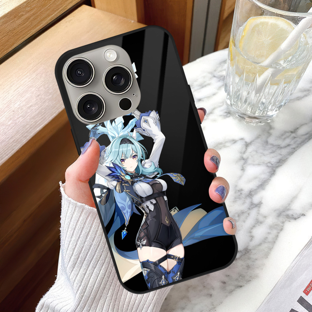 げんし神 优菈 ゆうら genshin Yūra 【iPhone15Pro対応】スマホケース 耐衝撃＆黄変防止 背面ガラス