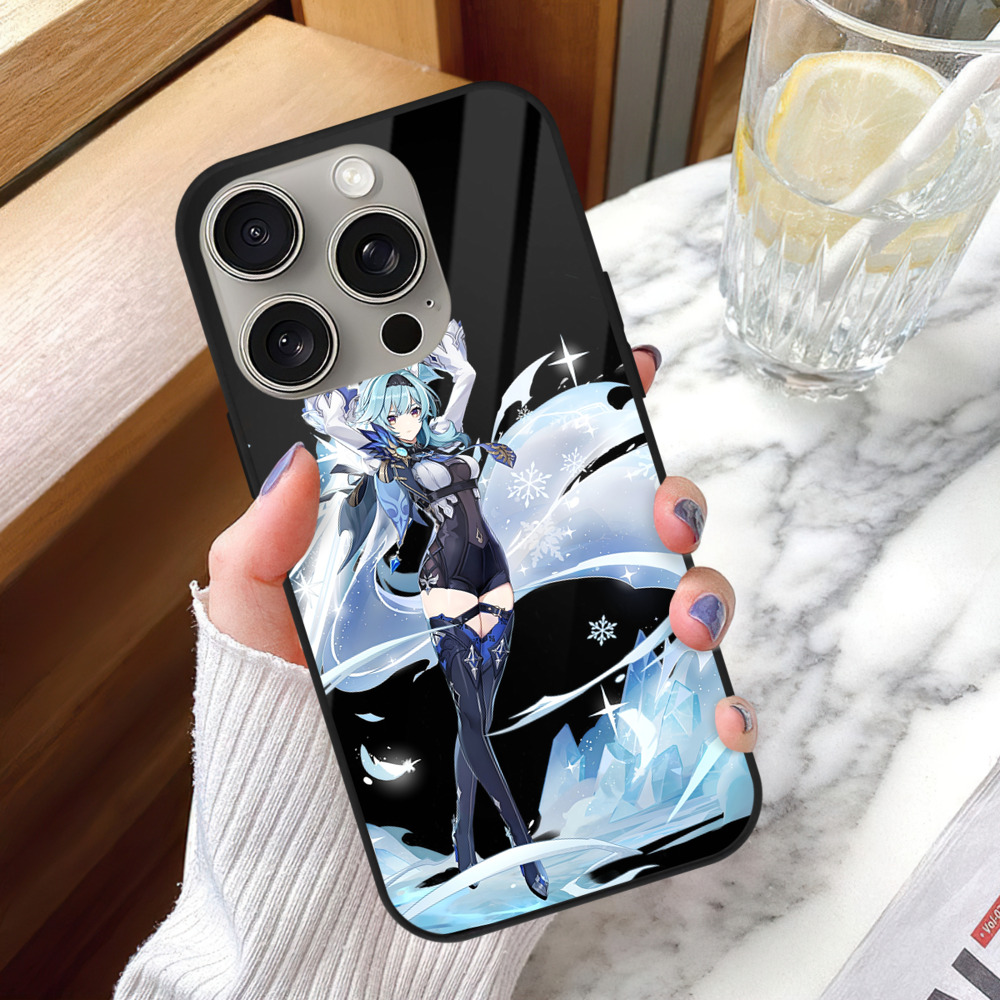 げんし神 优菈 ゆうら genshin Yūra 【iPhone15Pro対応】スマホケース 耐衝撃＆黄変防止 背面ガラス