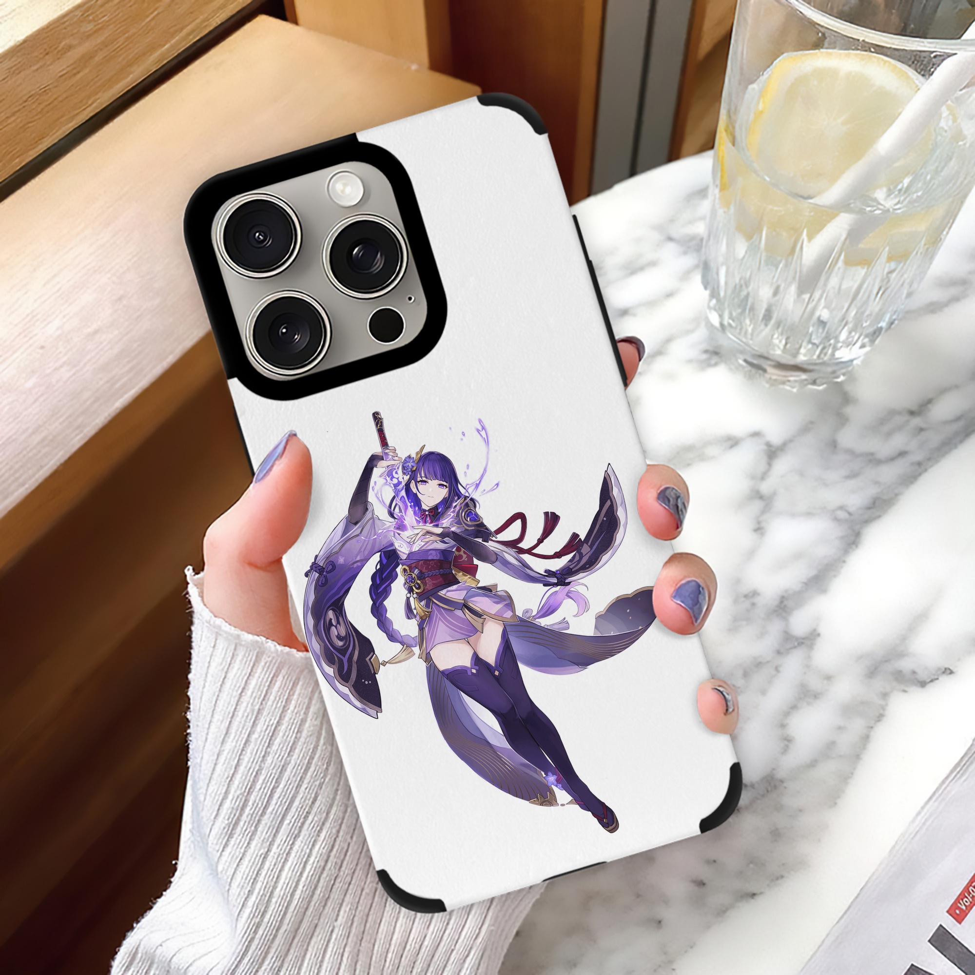 げんし神 雷電将軍 らいでんしょうぐん genshin Raiden Shogun 【iPhone15ProMax対応】 PUレザー スマホケース 耐衝撃＆黄変防止