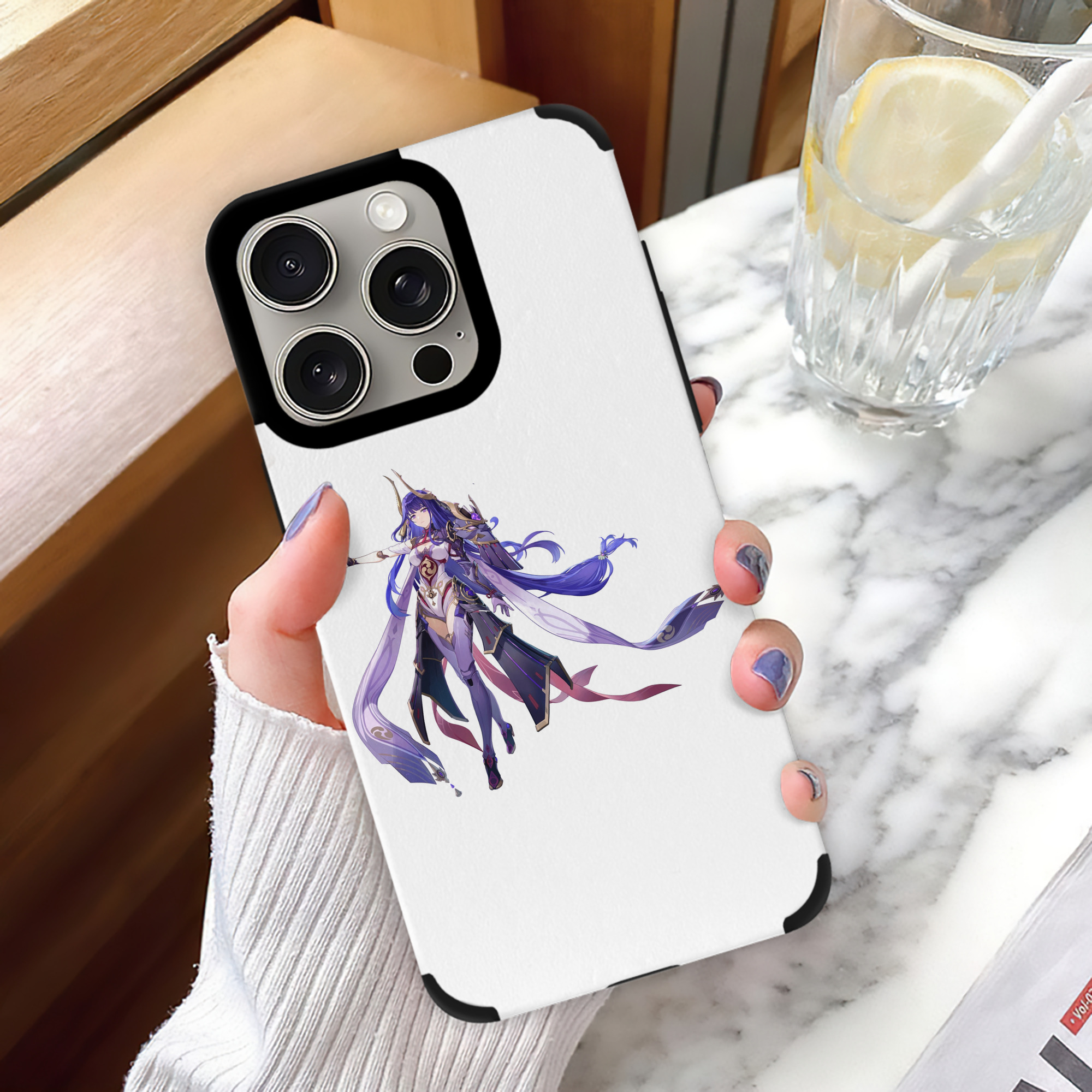 げんし神 雷電将軍 らいでんしょうぐん genshin Raiden Shogun 【iPhone15ProMax対応】 PUレザー スマホケース 耐衝撃＆黄変防止