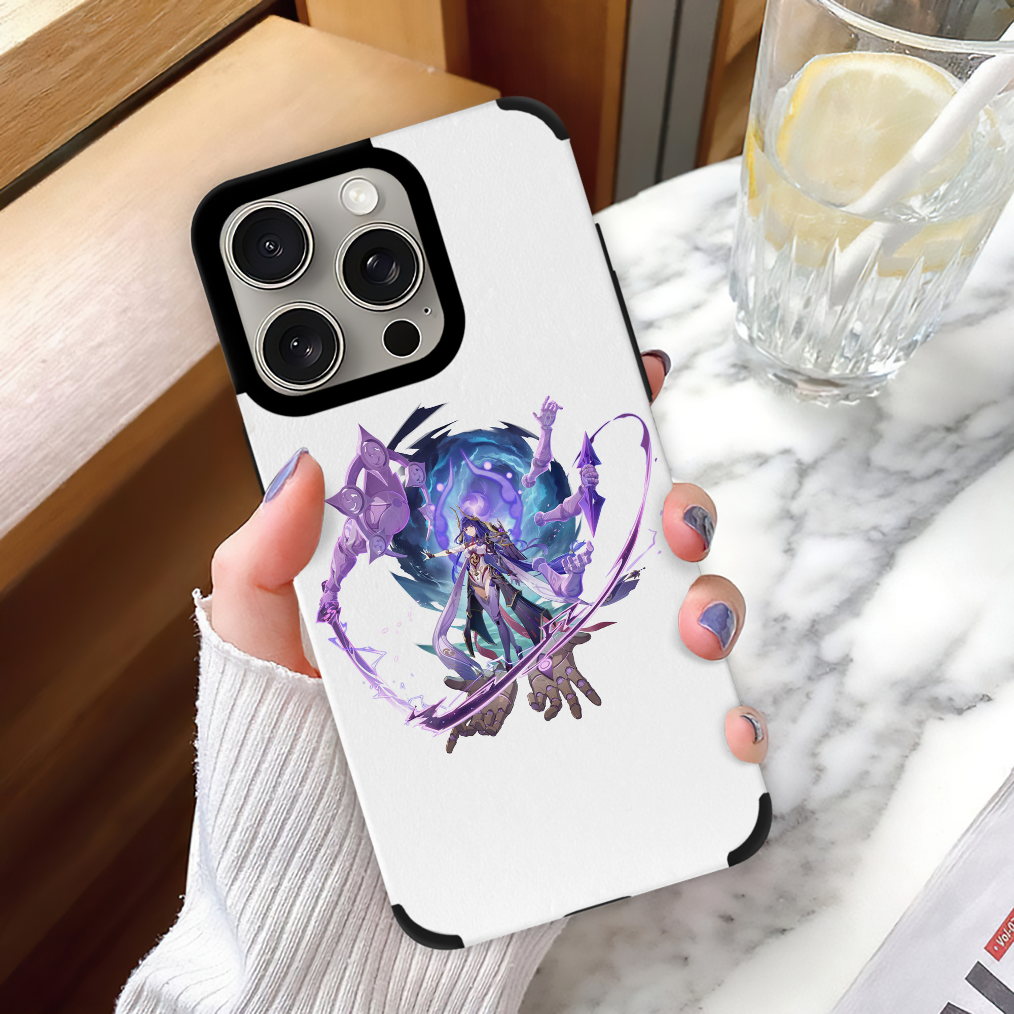 げんし神 雷電将軍 らいでんしょうぐん genshin Raiden Shogun 【iPhone15ProMax対応】 PUレザー スマホケース 耐衝撃＆黄変防止