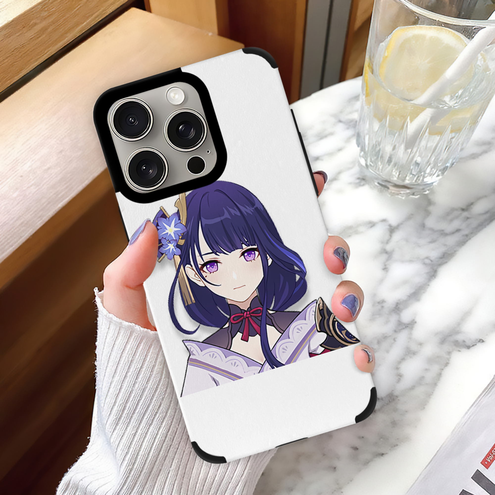 げんし神 雷電将軍 らいでんしょうぐん genshin Raiden Shogun 【iPhone15ProMax対応】 PUレザー スマホケース 耐衝撃＆黄変防止