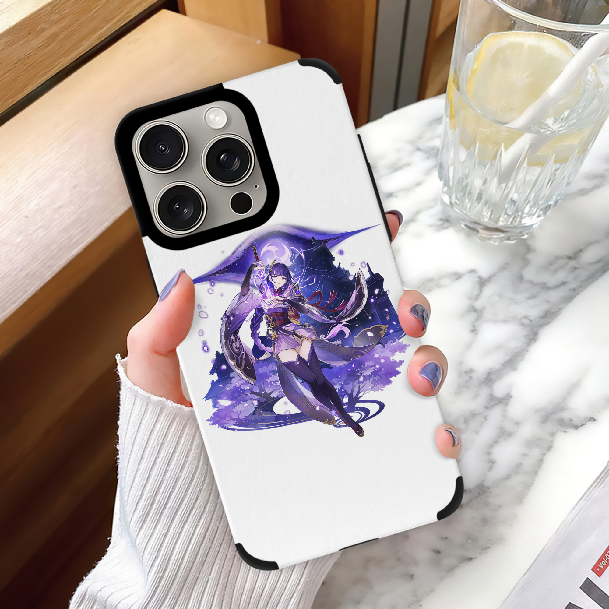 げんし神 雷電将軍 らいでんしょうぐん genshin Raiden Shogun 【iPhone15ProMax対応】 PUレザー スマホケース 耐衝撃＆黄変防止