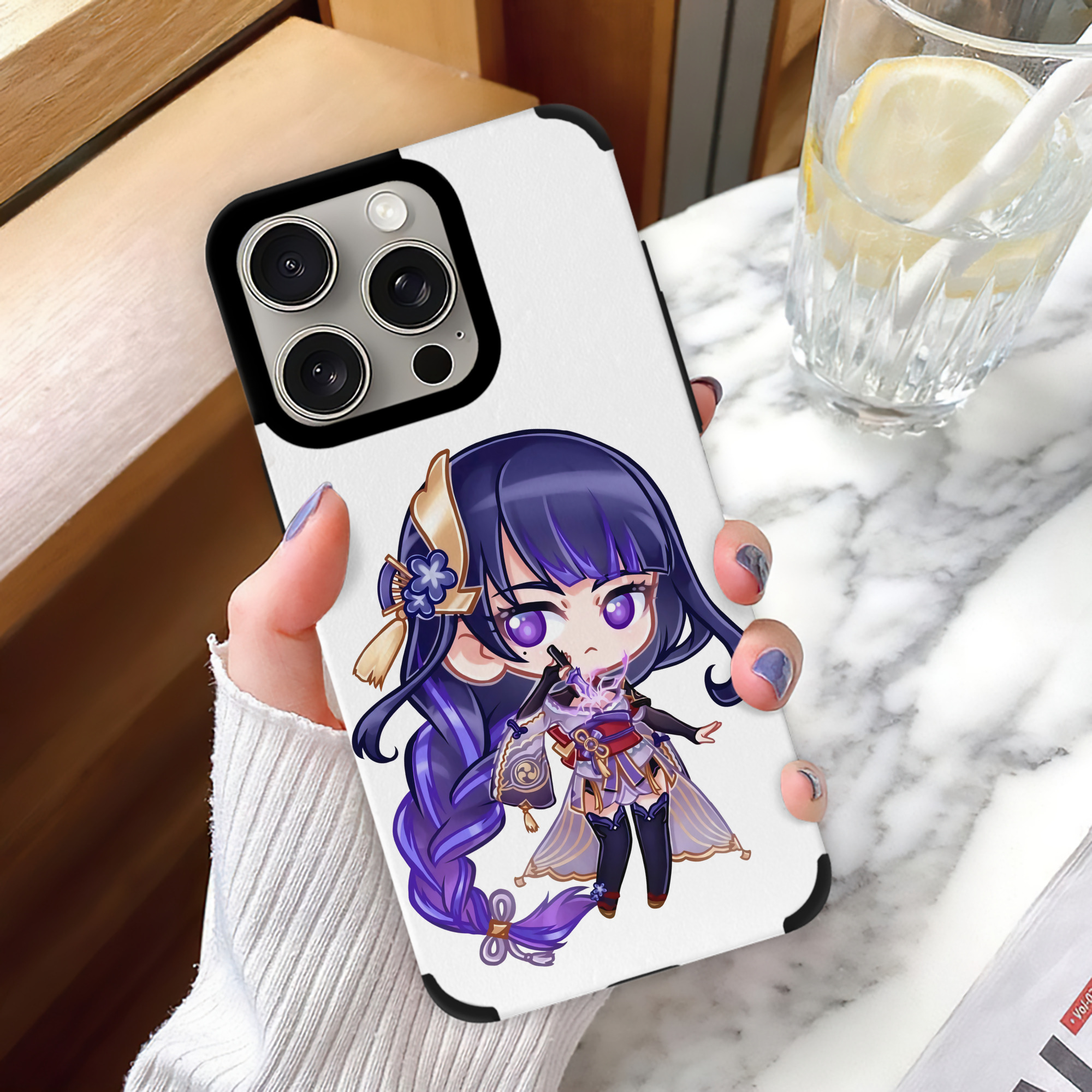 げんし神 雷電将軍 らいでんしょうぐん genshin Raiden Shogun 【iPhone15ProMax対応】 PUレザー スマホケース 耐衝撃＆黄変防止