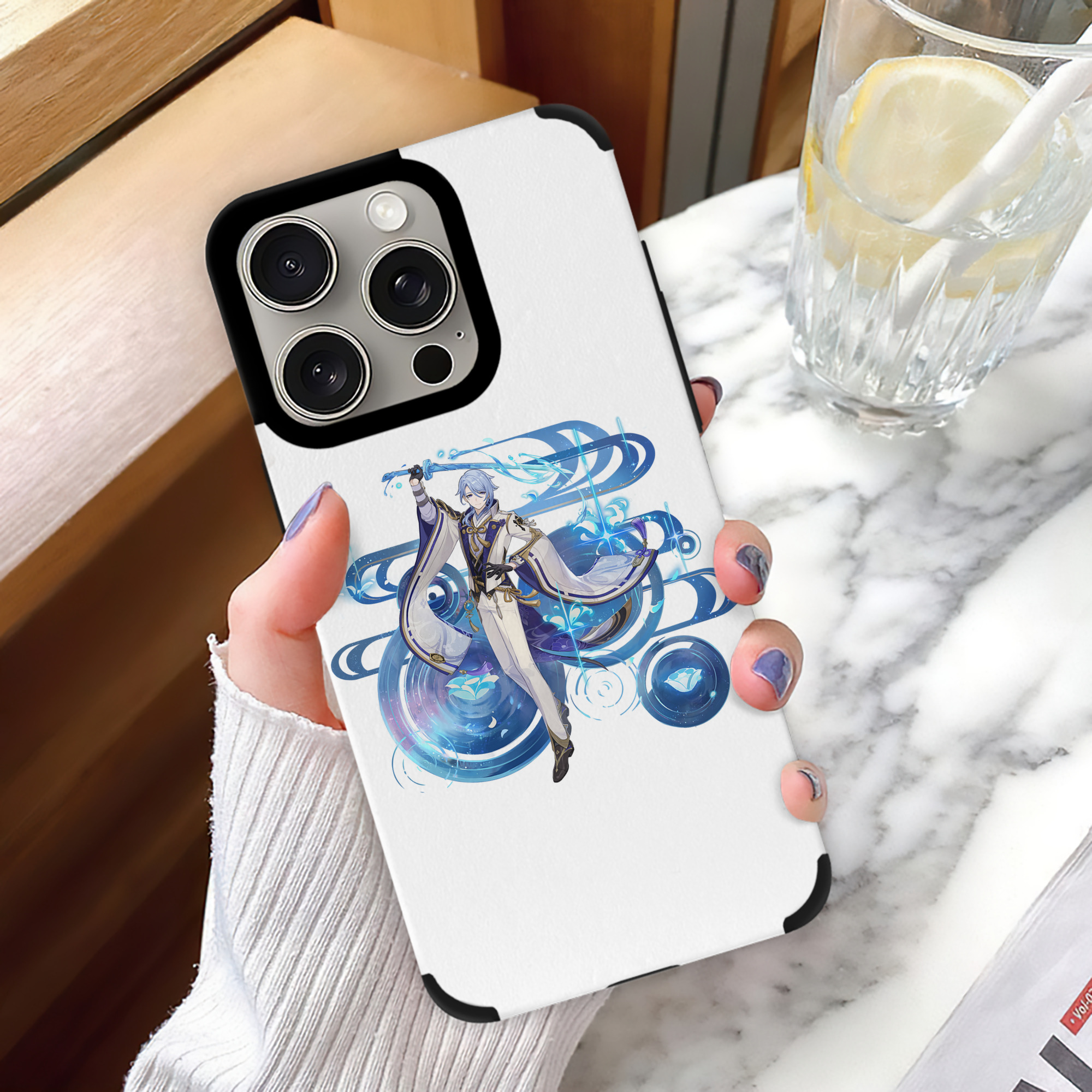 げんし神 神里綾人 かみさとあやと genshin Kamisato Ayato 【iPhone15ProMax対応】 PUレザー スマホケース 耐衝撃＆黄変防止