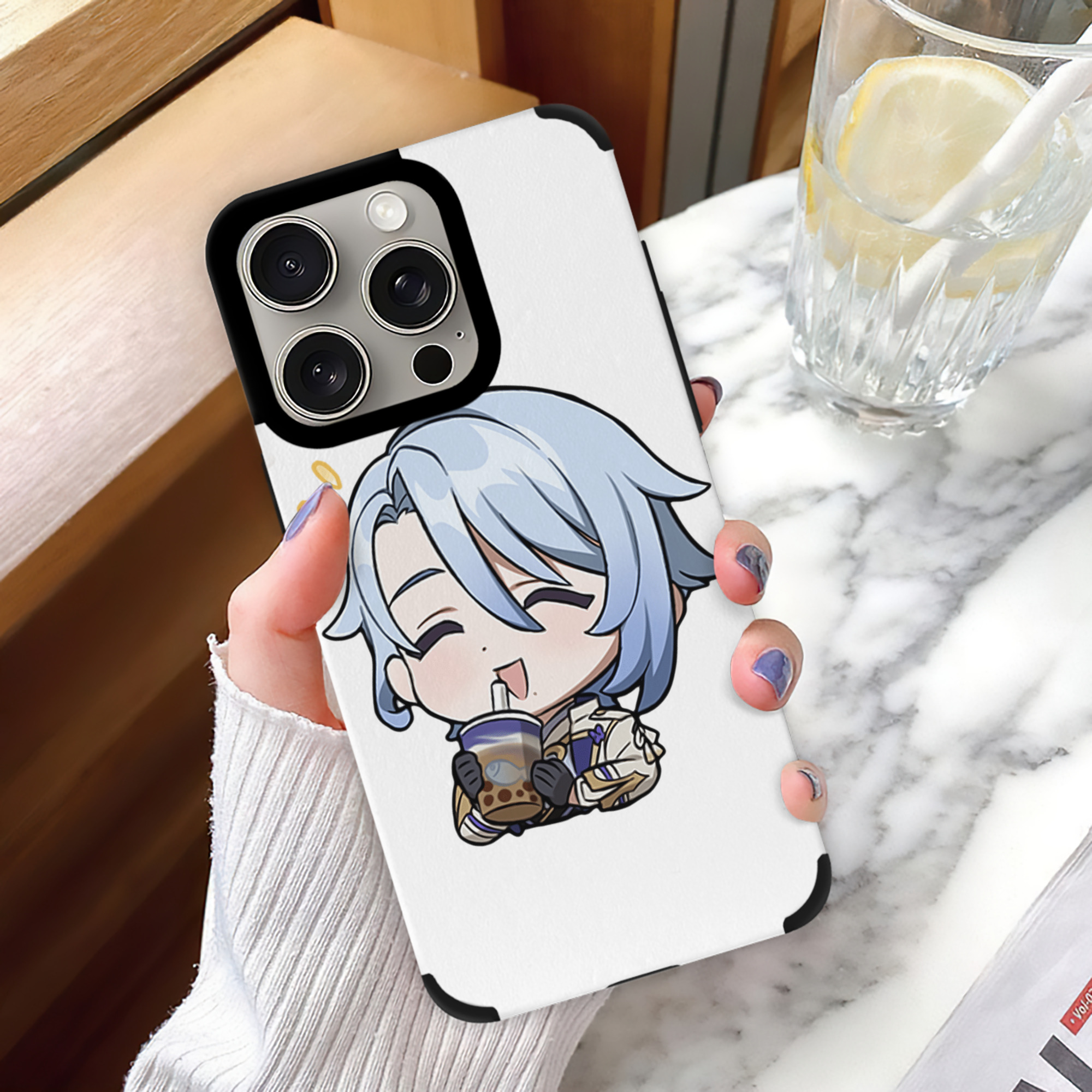 げんし神 神里綾人 かみさとあやと genshin Kamisato Ayato 【iPhone15ProMax対応】 PUレザー スマホケース 耐衝撃＆黄変防止