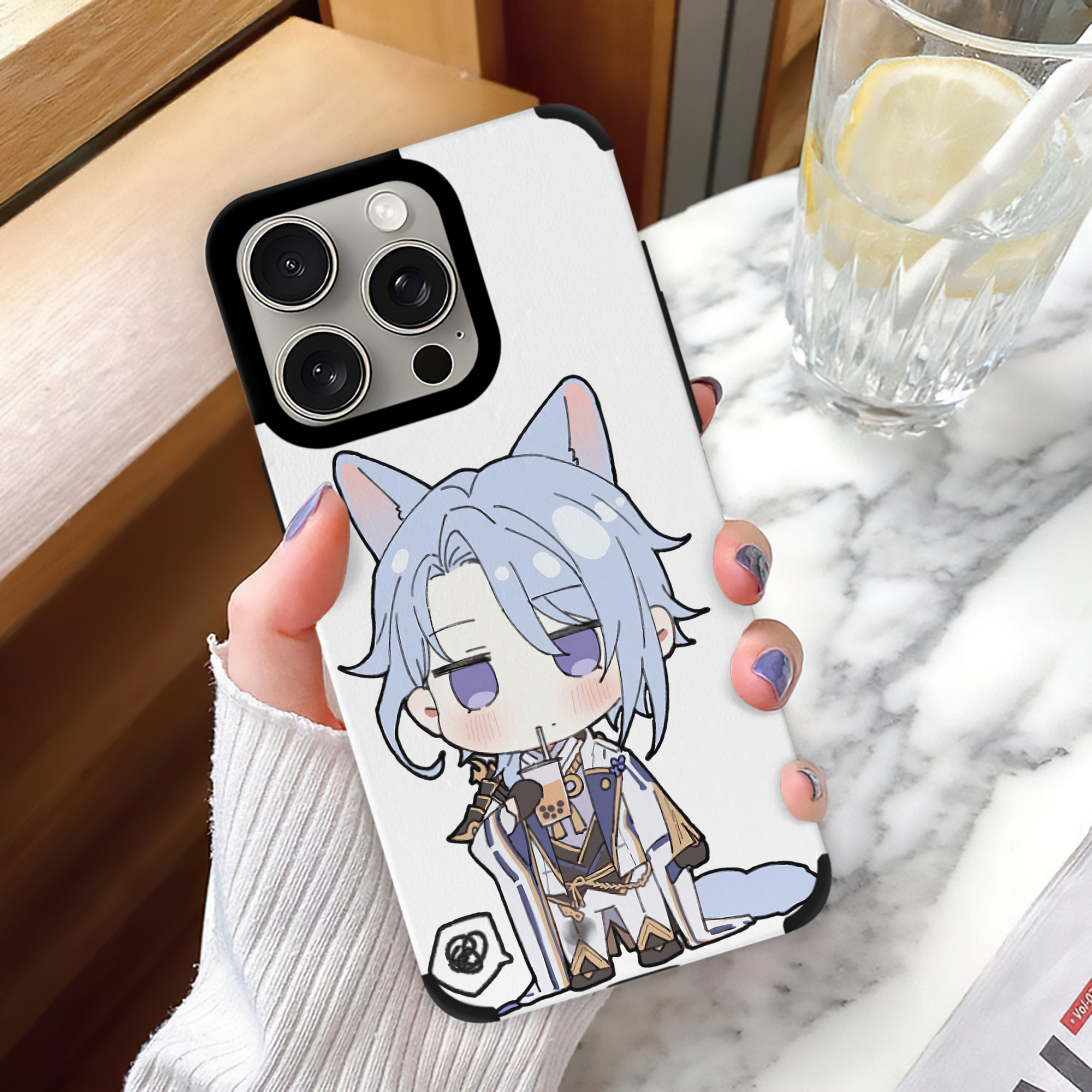 げんし神 神里綾人 かみさとあやと genshin Kamisato Ayato 【iPhone15ProMax対応】 PUレザー スマホケース 耐衝撃＆黄変防止