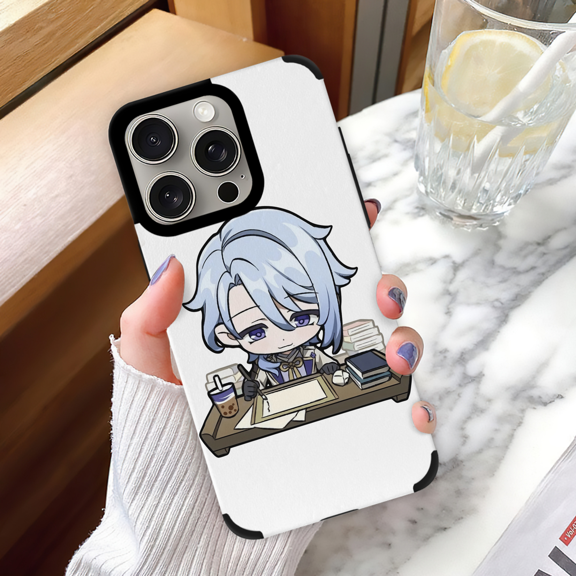 げんし神 神里綾人 かみさとあやと genshin Kamisato Ayato 【iPhone15ProMax対応】 PUレザー スマホケース 耐衝撃＆黄変防止