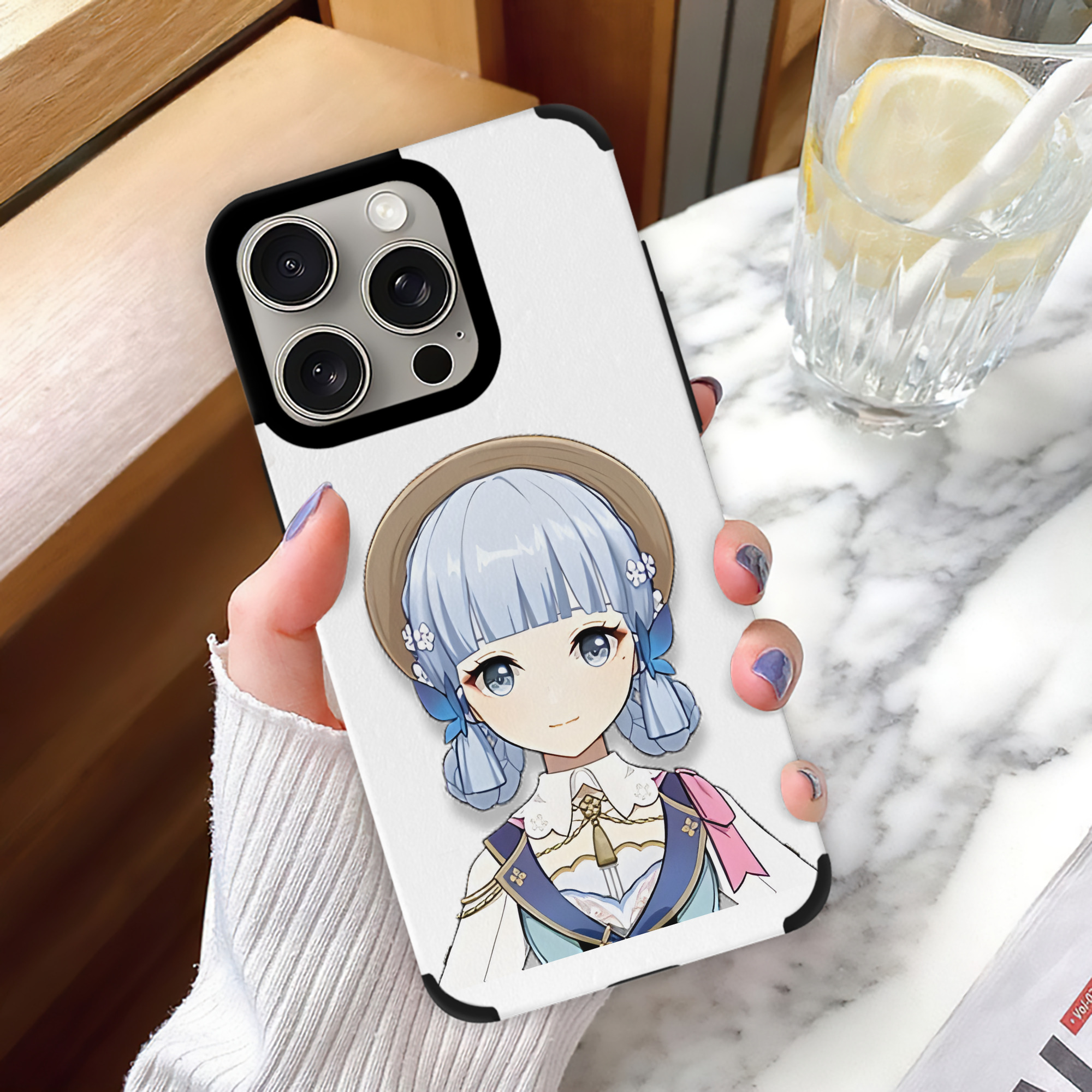 げんし神 神里綾華 神宮寺レン genshin Kamimiya Ren 【iPhone15ProMax対応】 PUレザー スマホケース 耐衝撃＆黄変防止