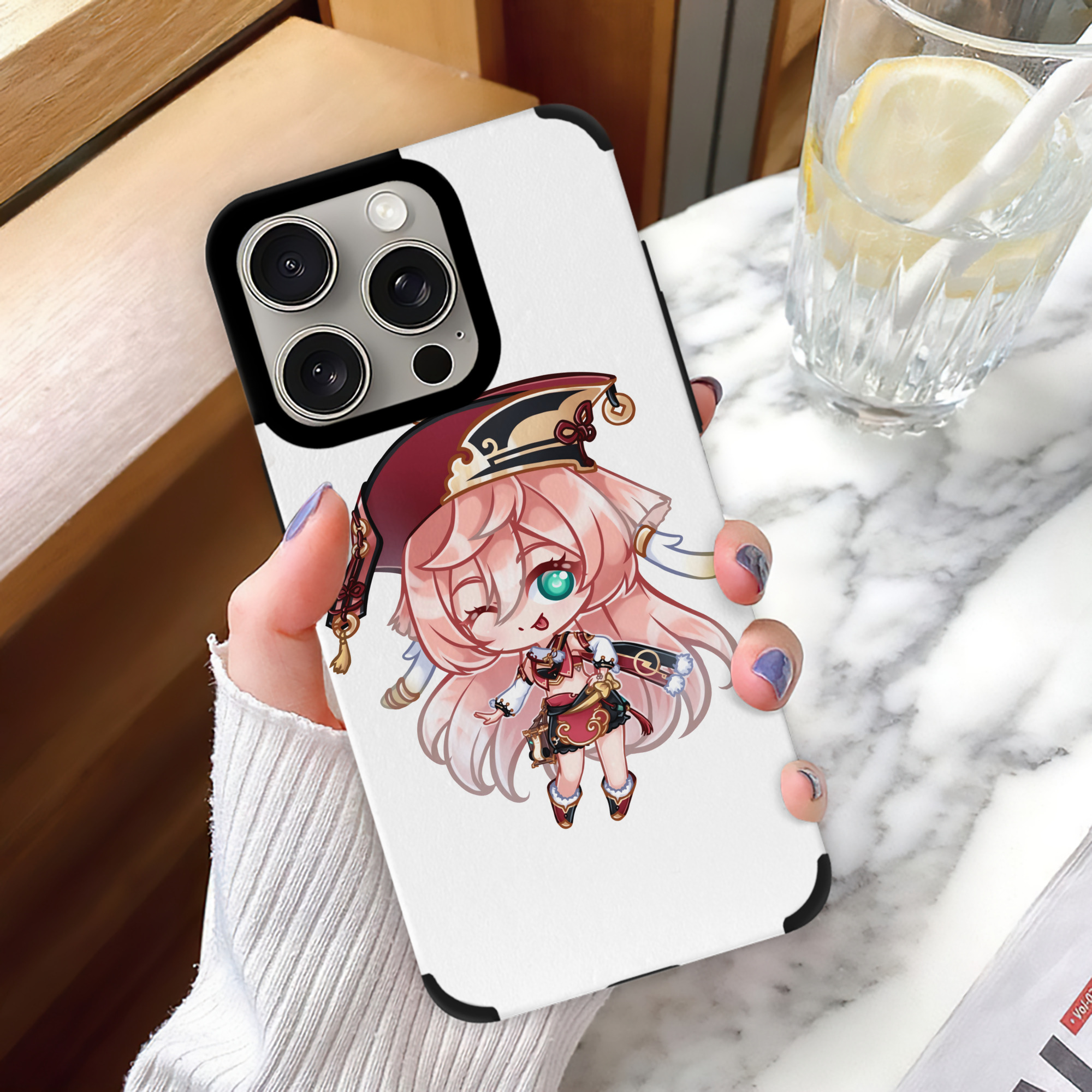 げんし神 ヤンフェイ genshin Yanfei 【iPhone15ProMax対応】 PUレザー スマホケース 耐衝撃＆黄変防止