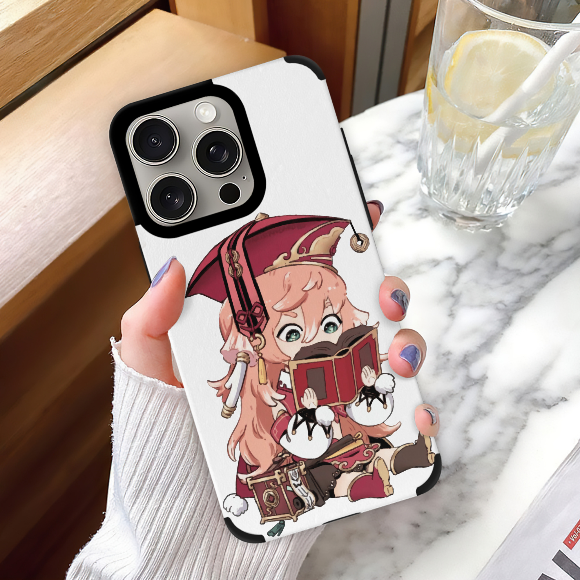 げんし神 ヤンフェイ genshin Yanfei 【iPhone15ProMax対応】 PUレザー スマホケース 耐衝撃＆黄変防止