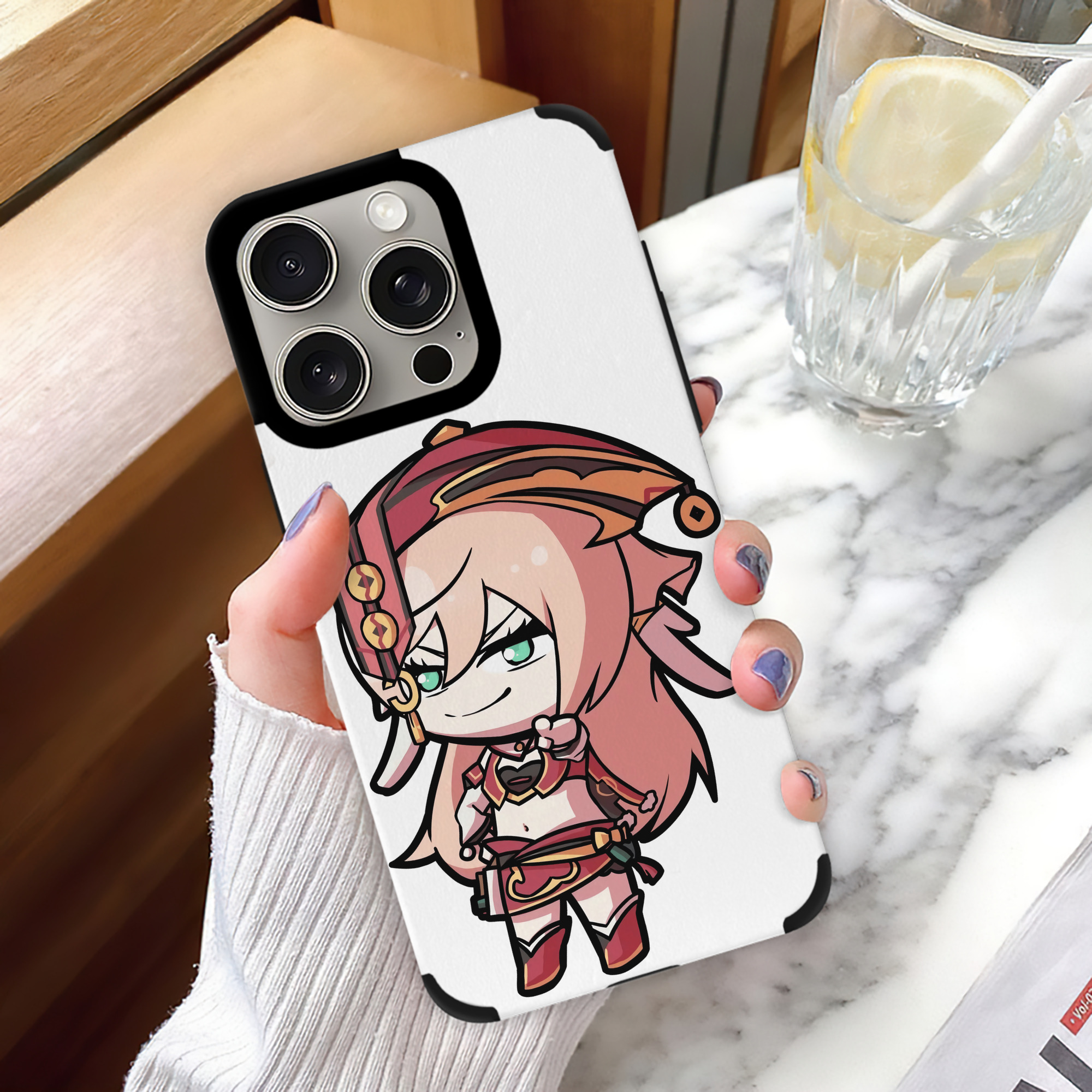 げんし神 ヤンフェイ genshin Yanfei 【iPhone15ProMax対応】 PUレザー スマホケース 耐衝撃＆黄変防止