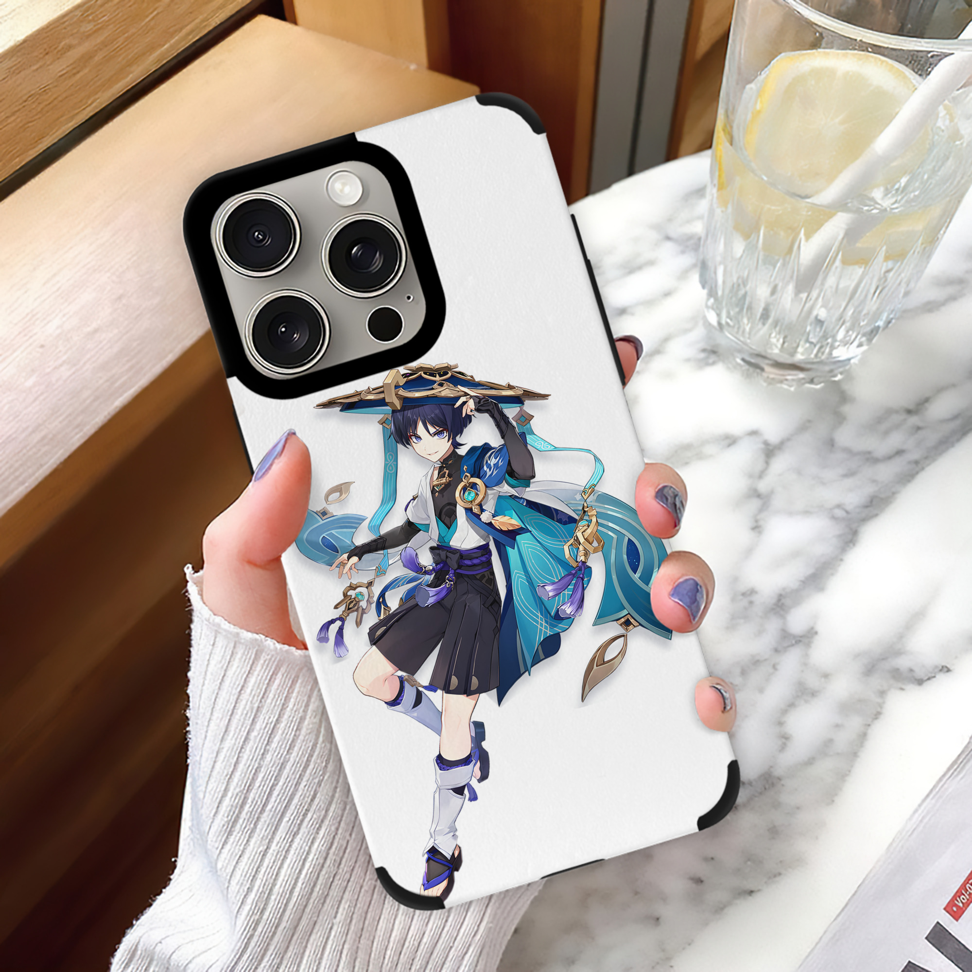 げんし神 さんペい genshin Sanpei 【iPhone15ProMax対応】 PUレザー スマホケース 耐衝撃＆黄変防止