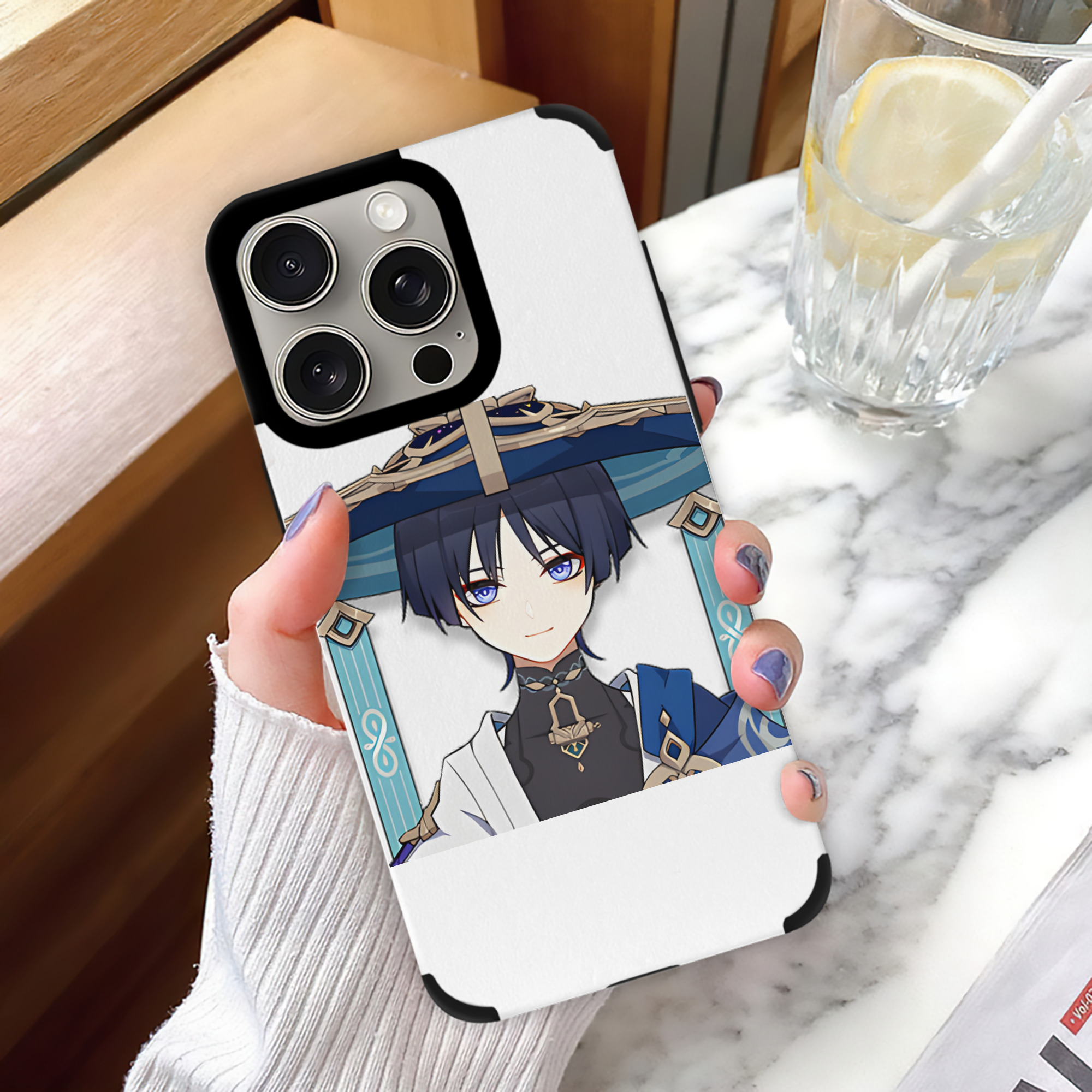 げんし神 さんペい genshin Sanpei 【iPhone15ProMax対応】 PUレザー スマホケース 耐衝撃＆黄変防止