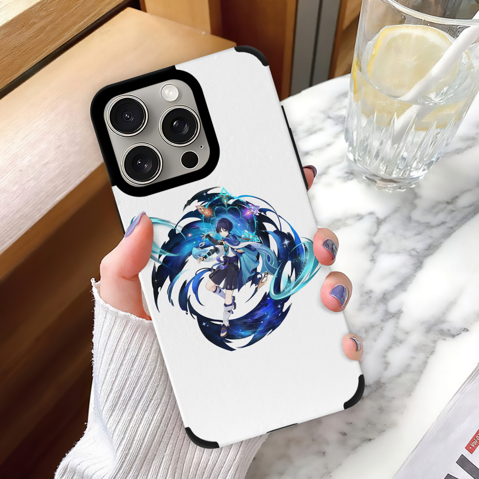 げんし神 さんペい genshin Sanpei 【iPhone15ProMax対応】 PUレザー スマホケース 耐衝撃＆黄変防止