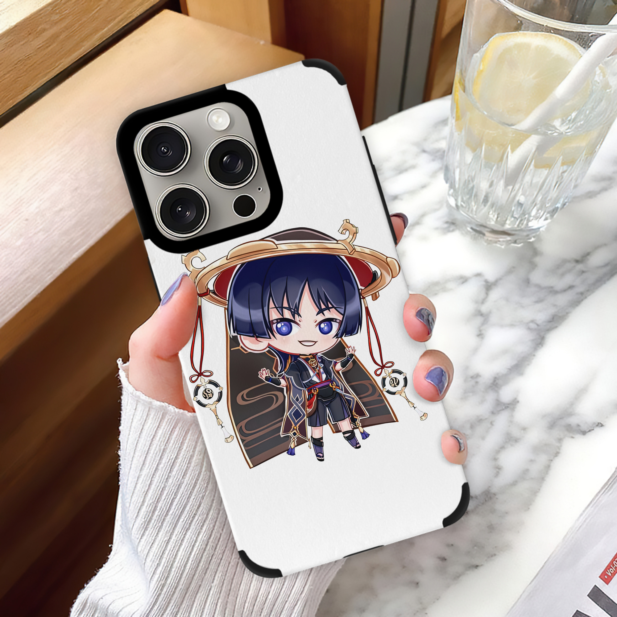 げんし神 さんペい genshin Sanpei 【iPhone15ProMax対応】 PUレザー スマホケース 耐衝撃＆黄変防止