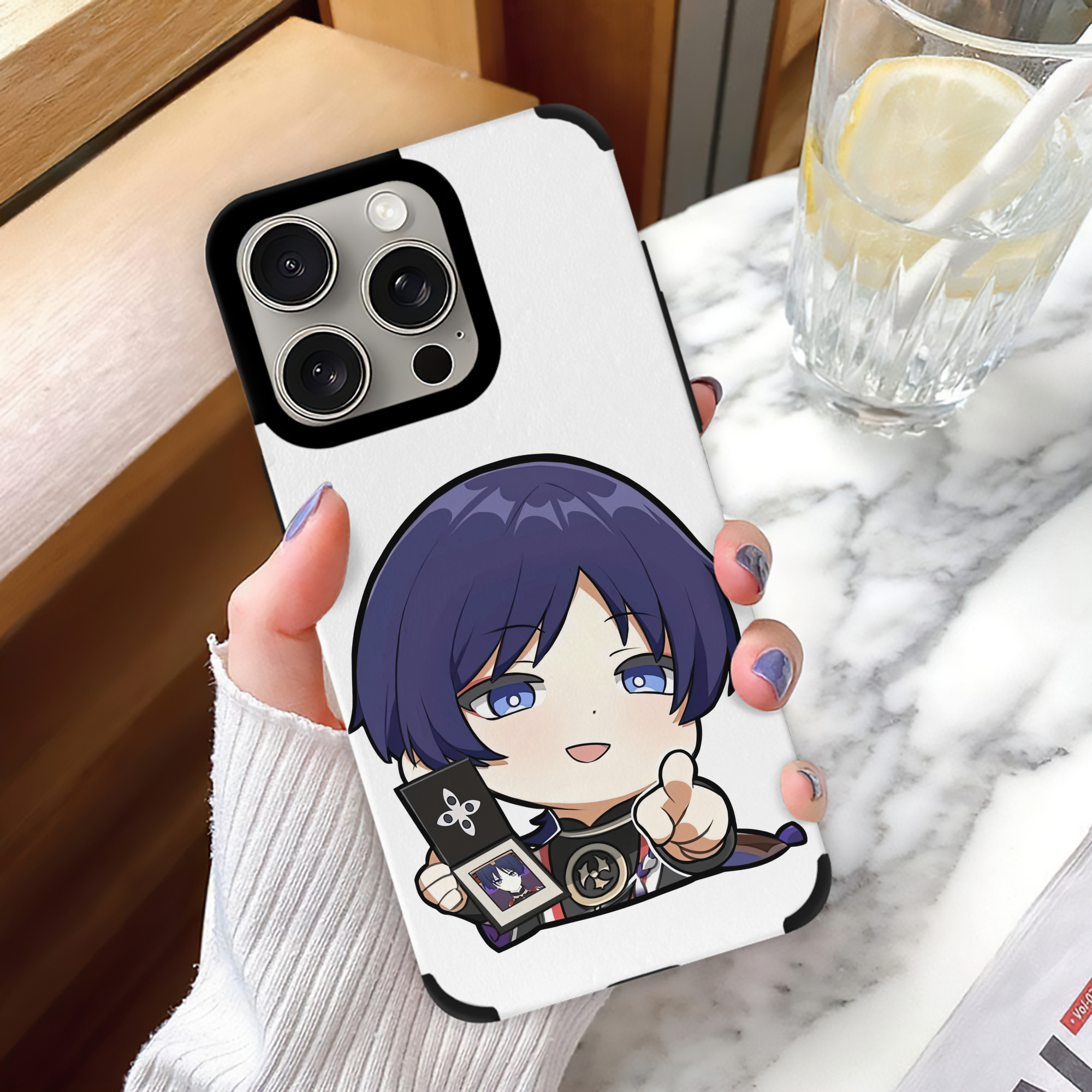 げんし神 さんペい genshin Sanpei 【iPhone15ProMax対応】 PUレザー スマホケース 耐衝撃＆黄変防止