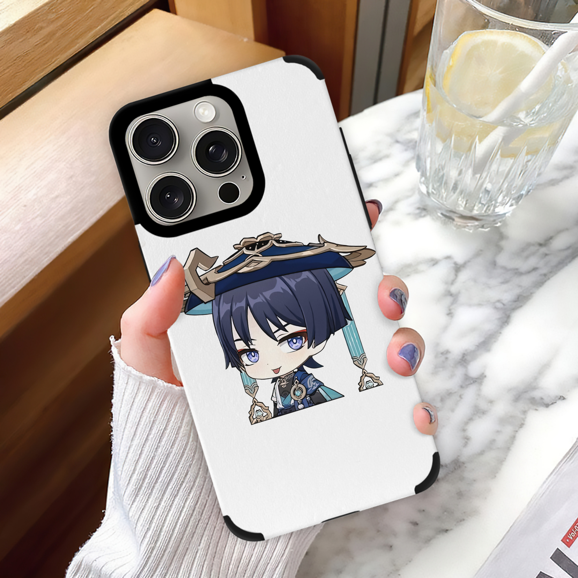 げんし神 さんペい genshin Sanpei 【iPhone15ProMax対応】 PUレザー スマホケース 耐衝撃＆黄変防止