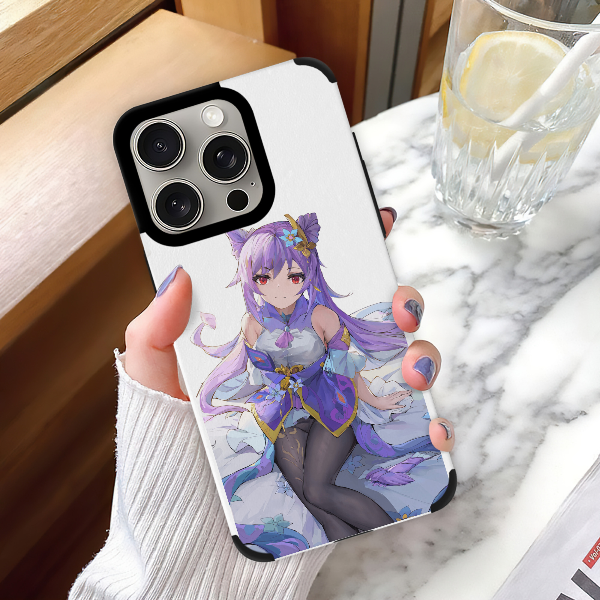 げんし神 刻晴 こくせい genshin Kokusei 【iPhone15ProMax対応】 PUレザー スマホケース 耐衝撃＆黄変防止