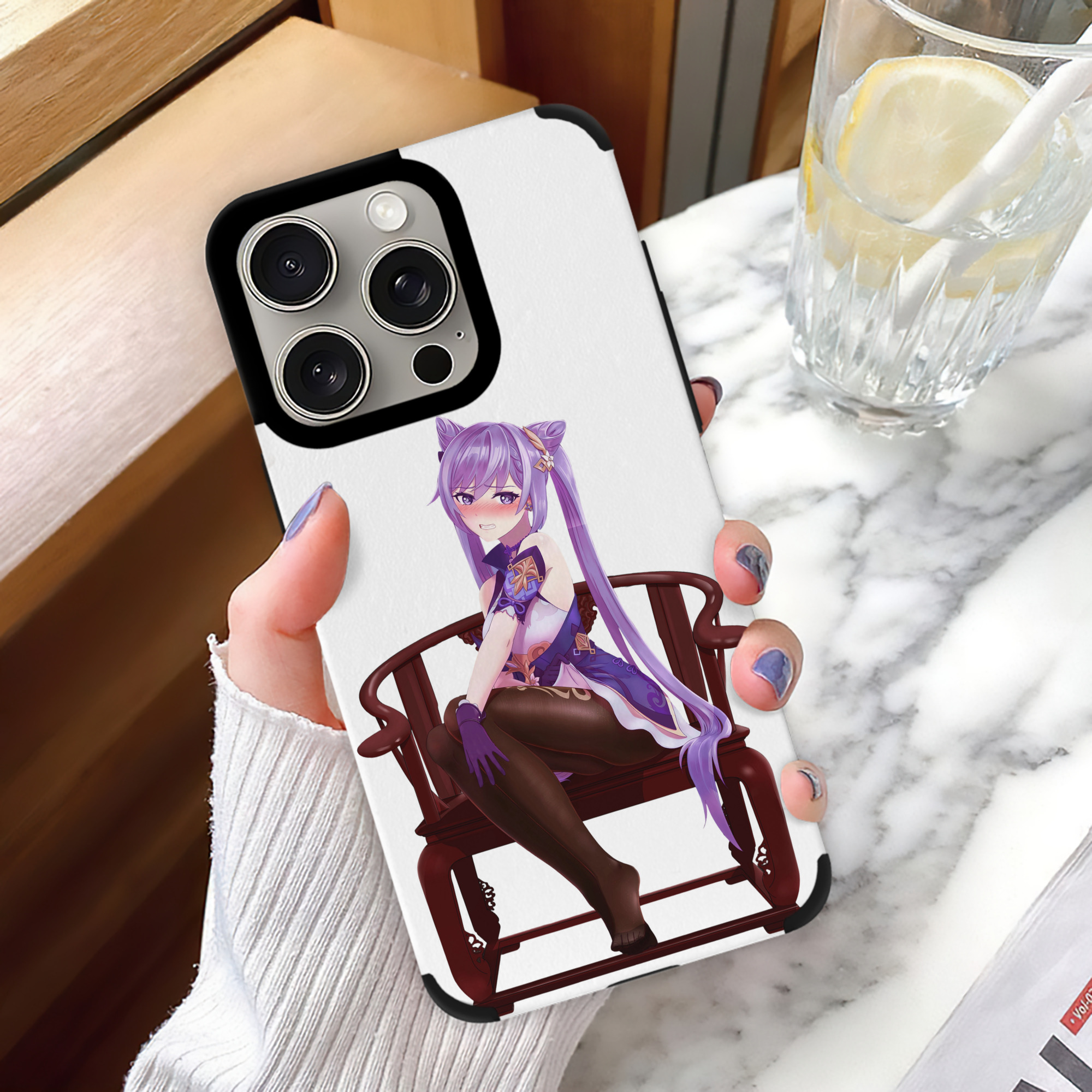 げんし神 刻晴 こくせい genshin Kokusei 【iPhone15ProMax対応】 PUレザー スマホケース 耐衝撃＆黄変防止