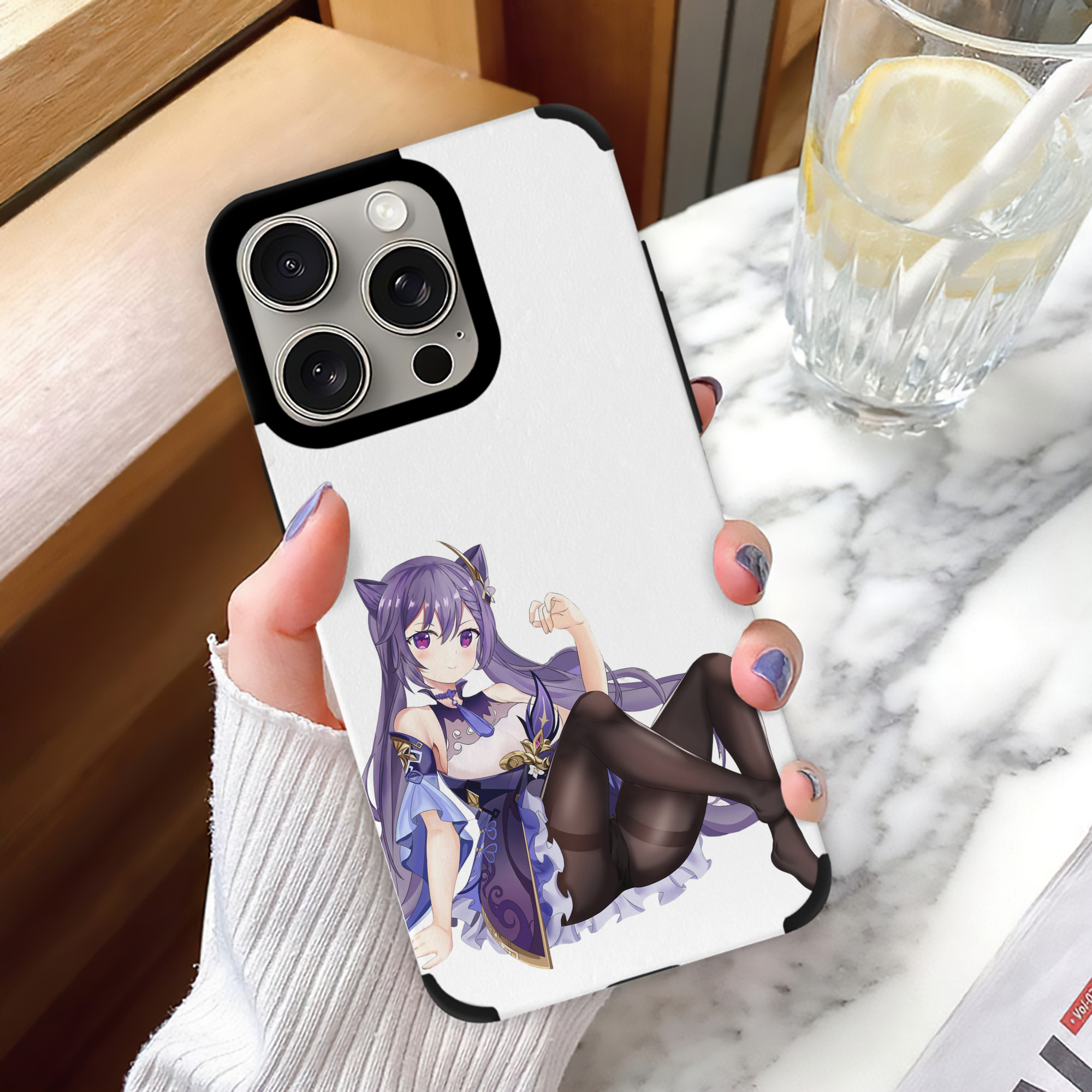 げんし神 刻晴 こくせい genshin Kokusei 【iPhone15ProMax対応】 PUレザー スマホケース 耐衝撃＆黄変防止