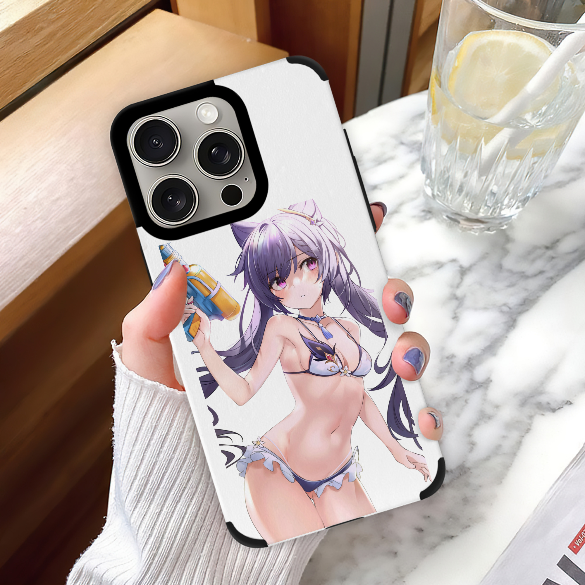 げんし神 刻晴 こくせい genshin Kokusei 【iPhone15ProMax対応】 PUレザー スマホケース 耐衝撃＆黄変防止