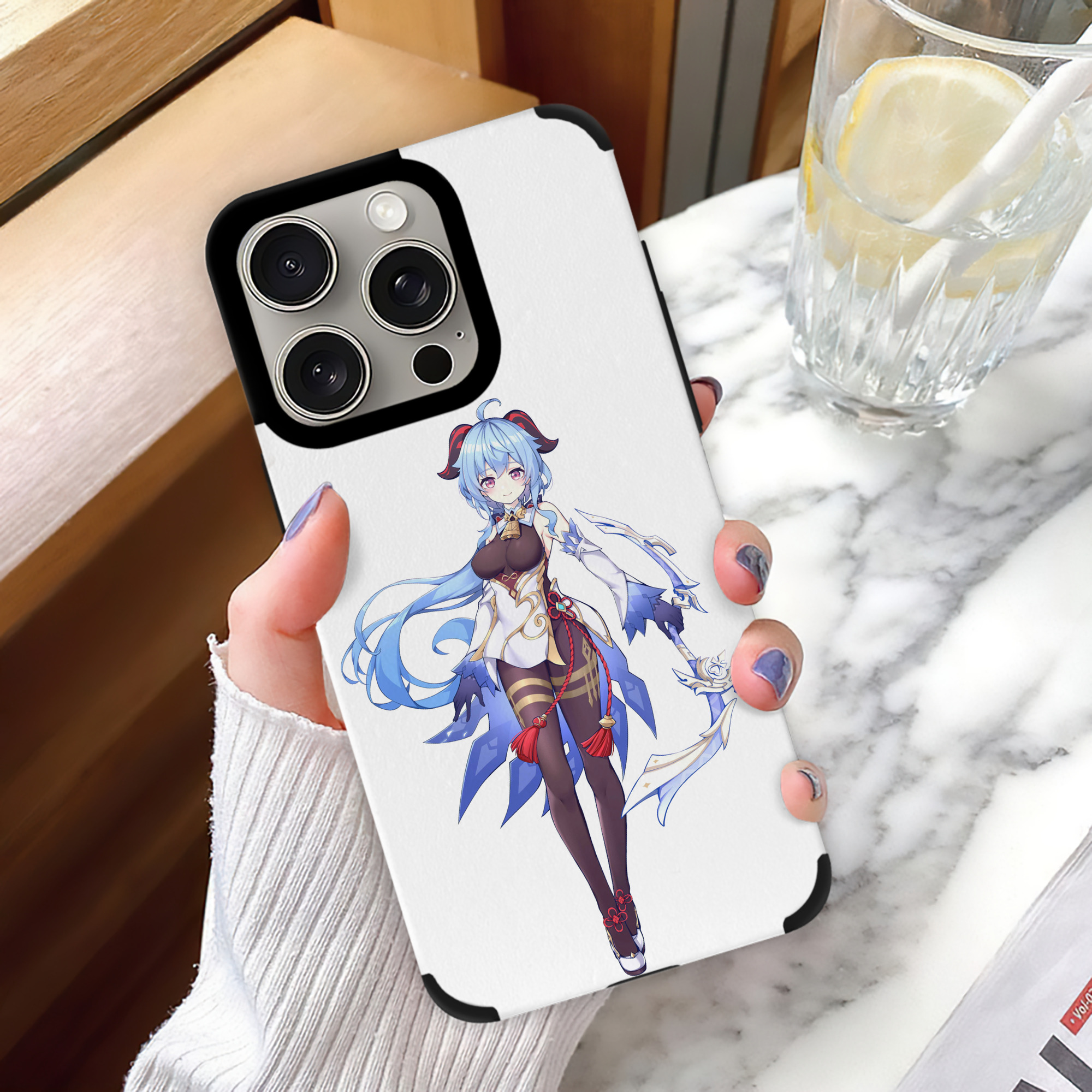 げんし神 甘雨 かんう genshin Ganyu 【iPhone15ProMax対応】 PUレザー スマホケース 耐衝撃＆黄変防止