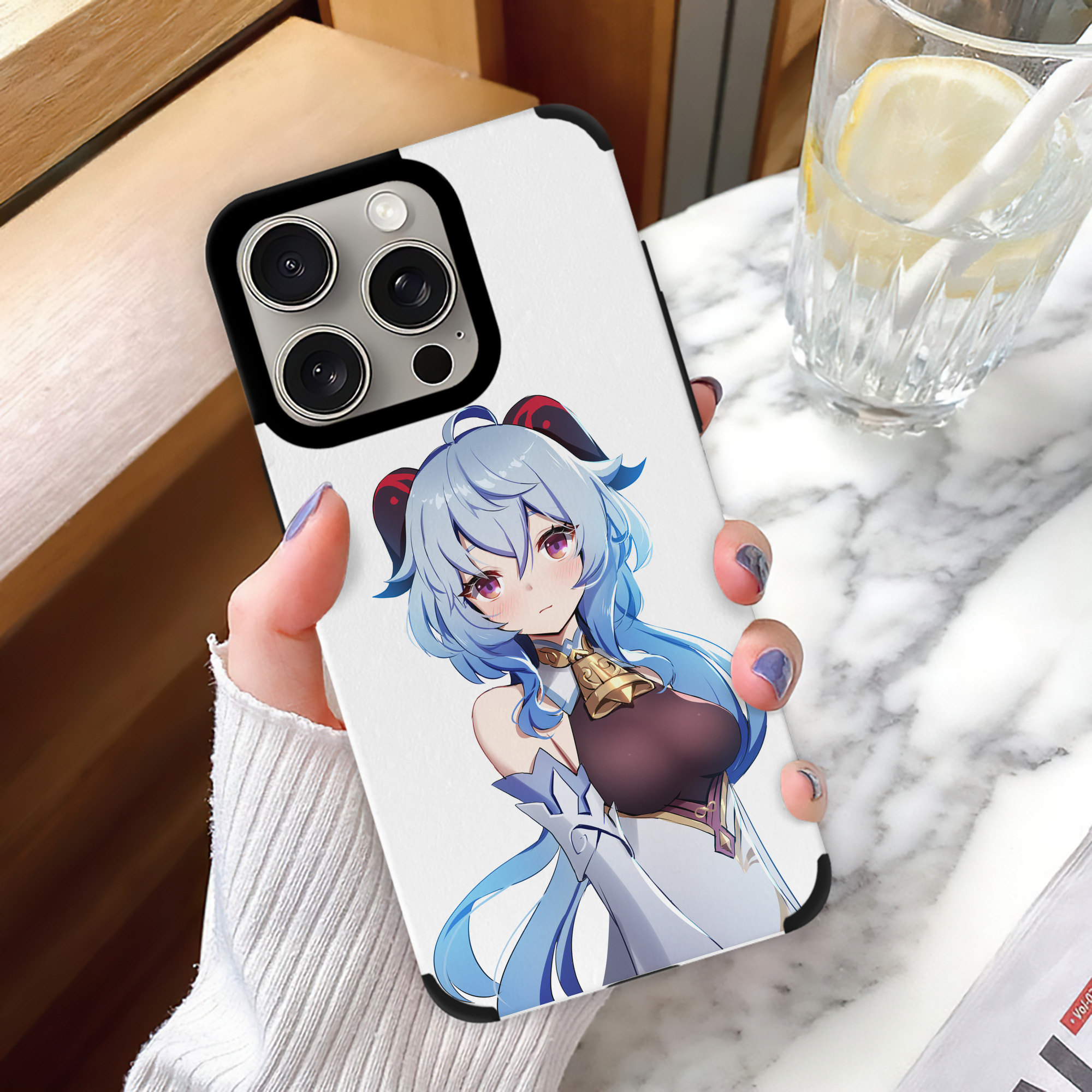 げんし神 甘雨 かんう genshin Ganyu 【iPhone15ProMax対応】 PUレザー スマホケース 耐衝撃＆黄変防止