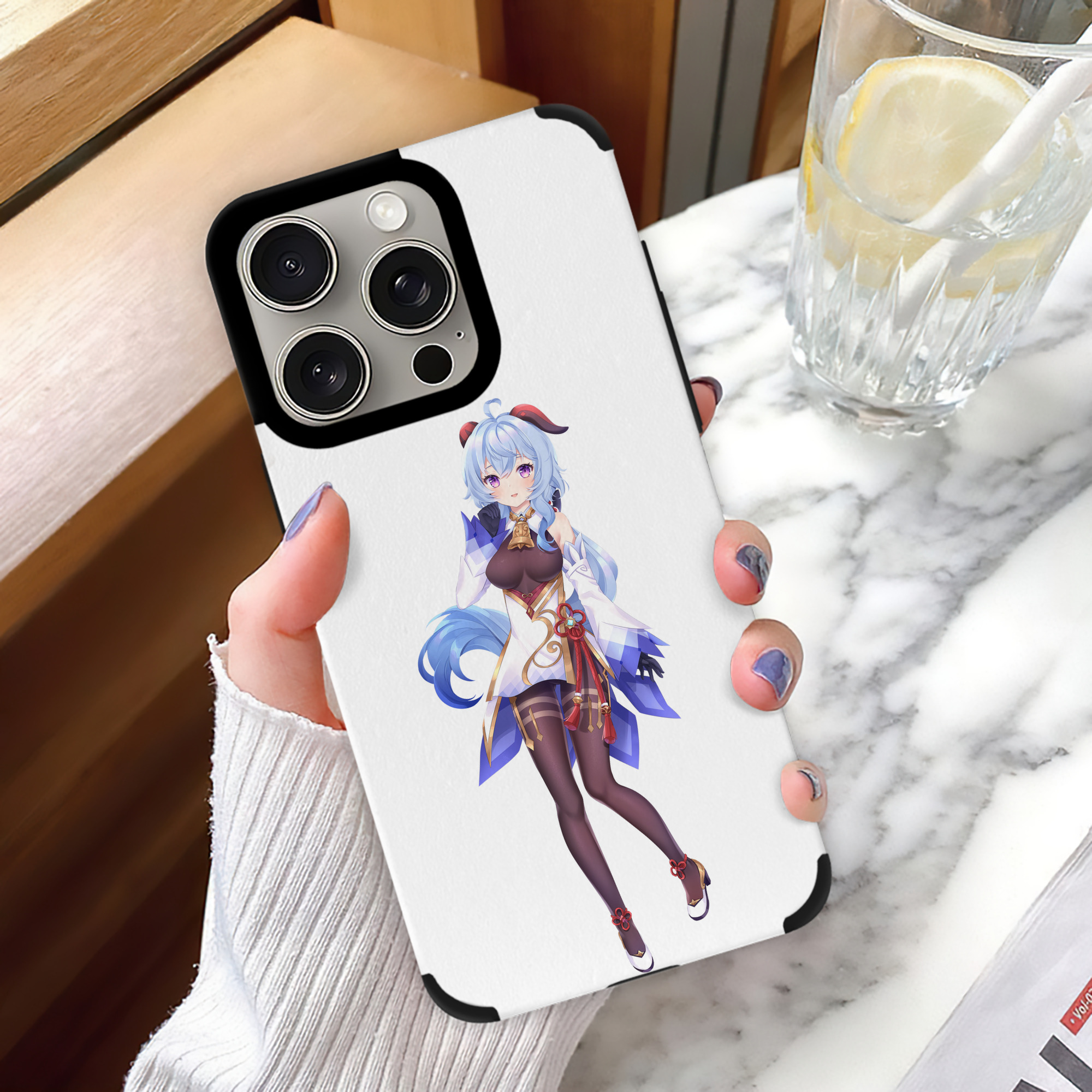 げんし神 甘雨 かんう genshin Ganyu 【iPhone15ProMax対応】 PUレザー スマホケース 耐衝撃＆黄変防止