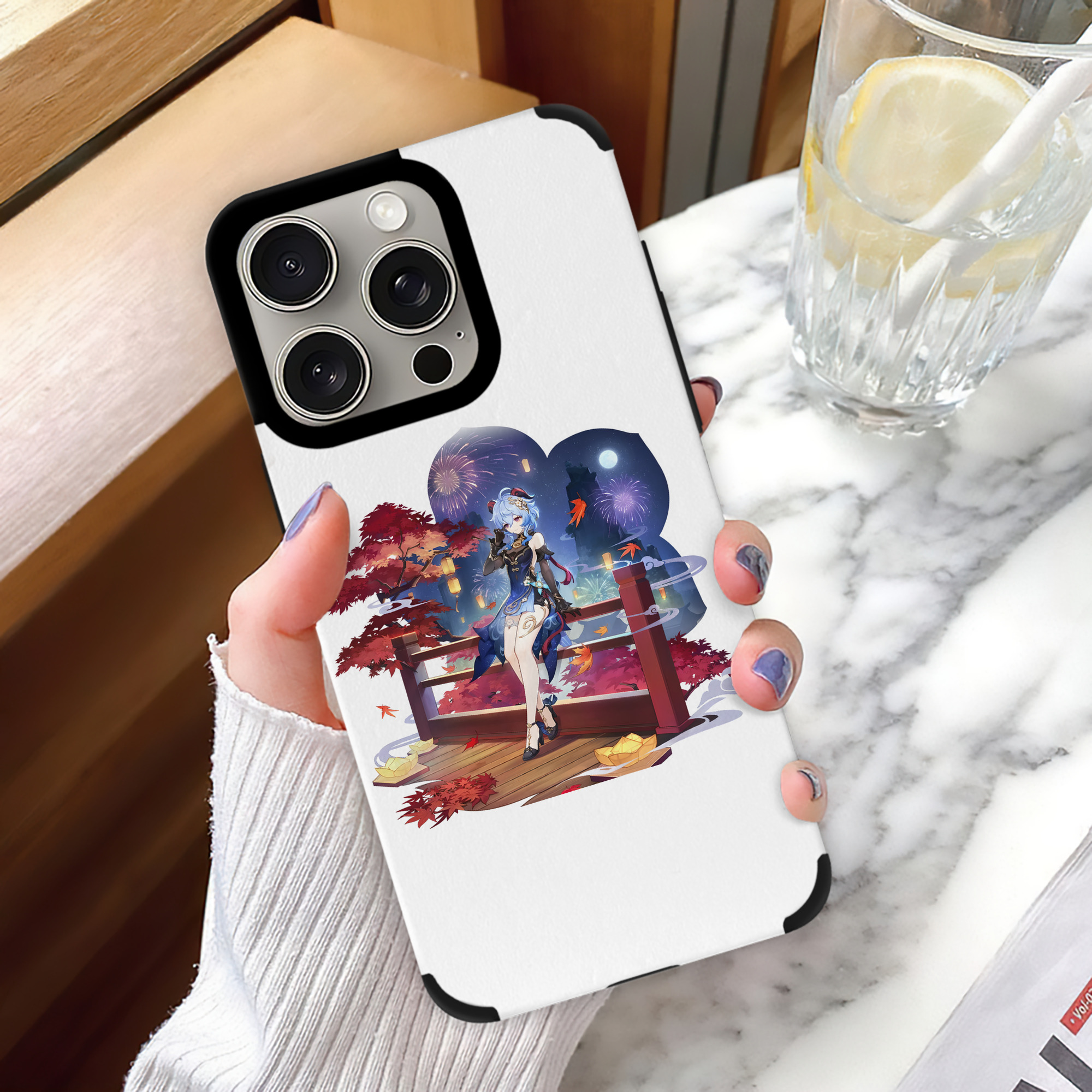 げんし神 甘雨 かんう genshin Ganyu 【iPhone15ProMax対応】 PUレザー スマホケース 耐衝撃＆黄変防止