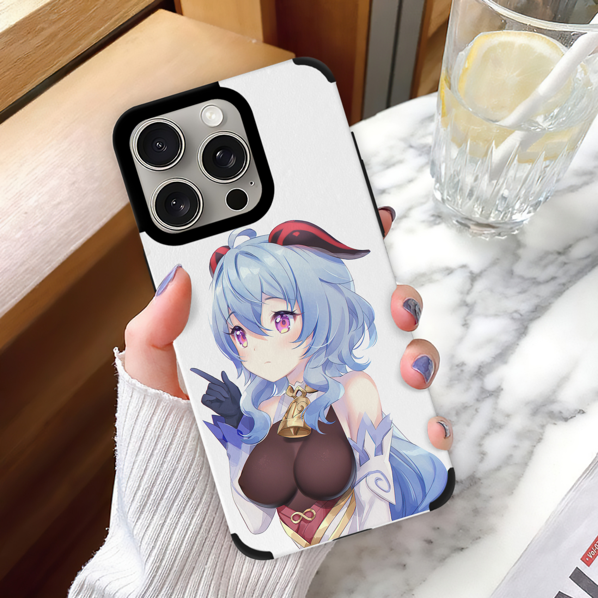 げんし神 甘雨 かんう genshin Ganyu 【iPhone15ProMax対応】 PUレザー スマホケース 耐衝撃＆黄変防止