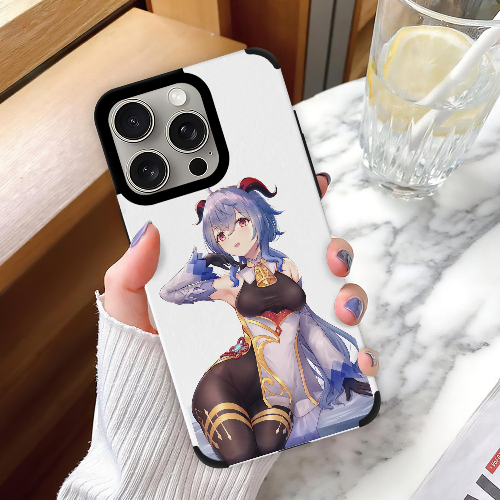 げんし神 甘雨 かんう genshin Ganyu 【iPhone15ProMax対応】 PUレザー スマホケース 耐衝撃＆黄変防止