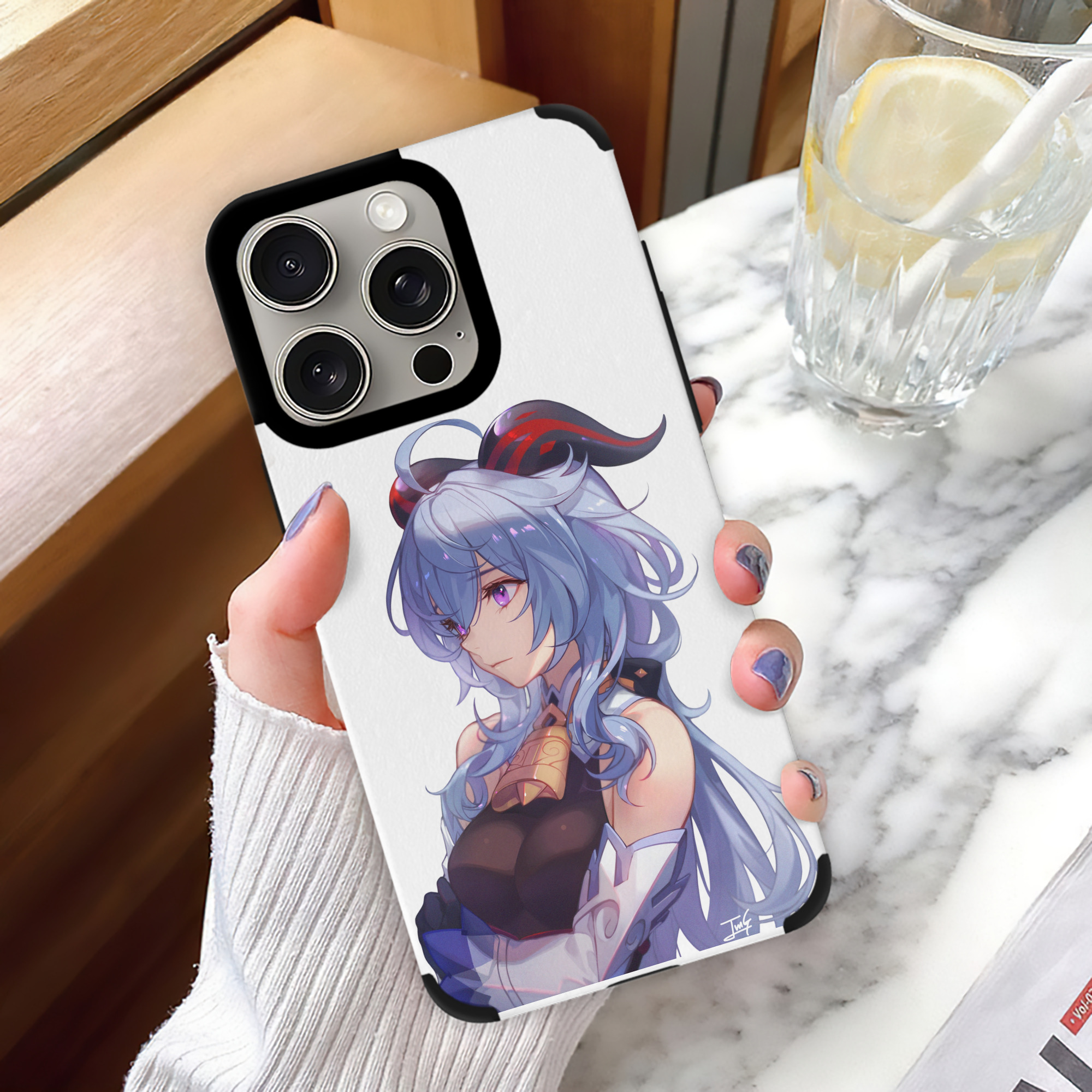 げんし神 甘雨 かんう genshin Ganyu 【iPhone15ProMax対応】 PUレザー スマホケース 耐衝撃＆黄変防止