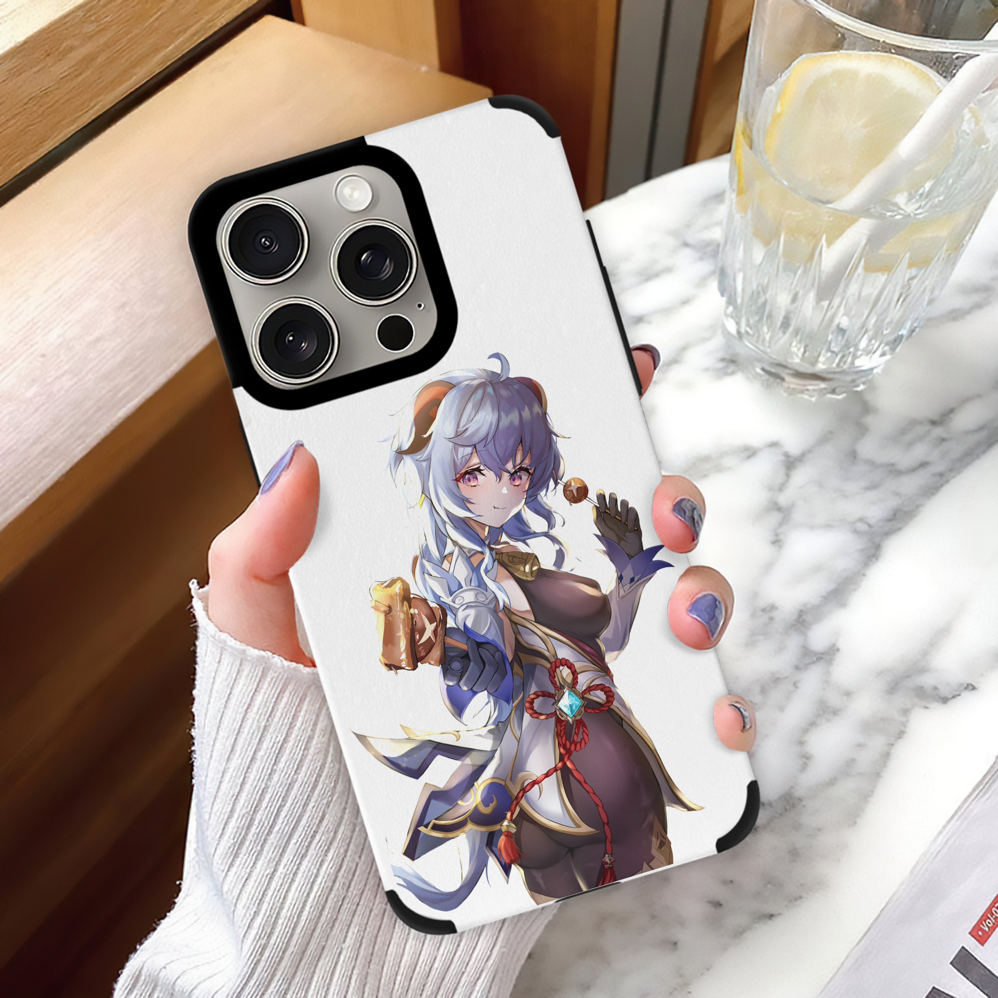 げんし神 甘雨 かんう genshin Ganyu 【iPhone15ProMax対応】 PUレザー スマホケース 耐衝撃＆黄変防止