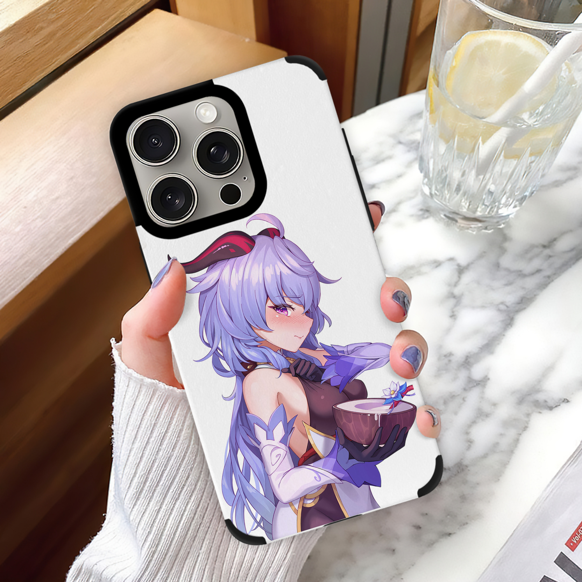 げんし神 甘雨 かんう genshin Ganyu 【iPhone15ProMax対応】 PUレザー スマホケース 耐衝撃＆黄変防止